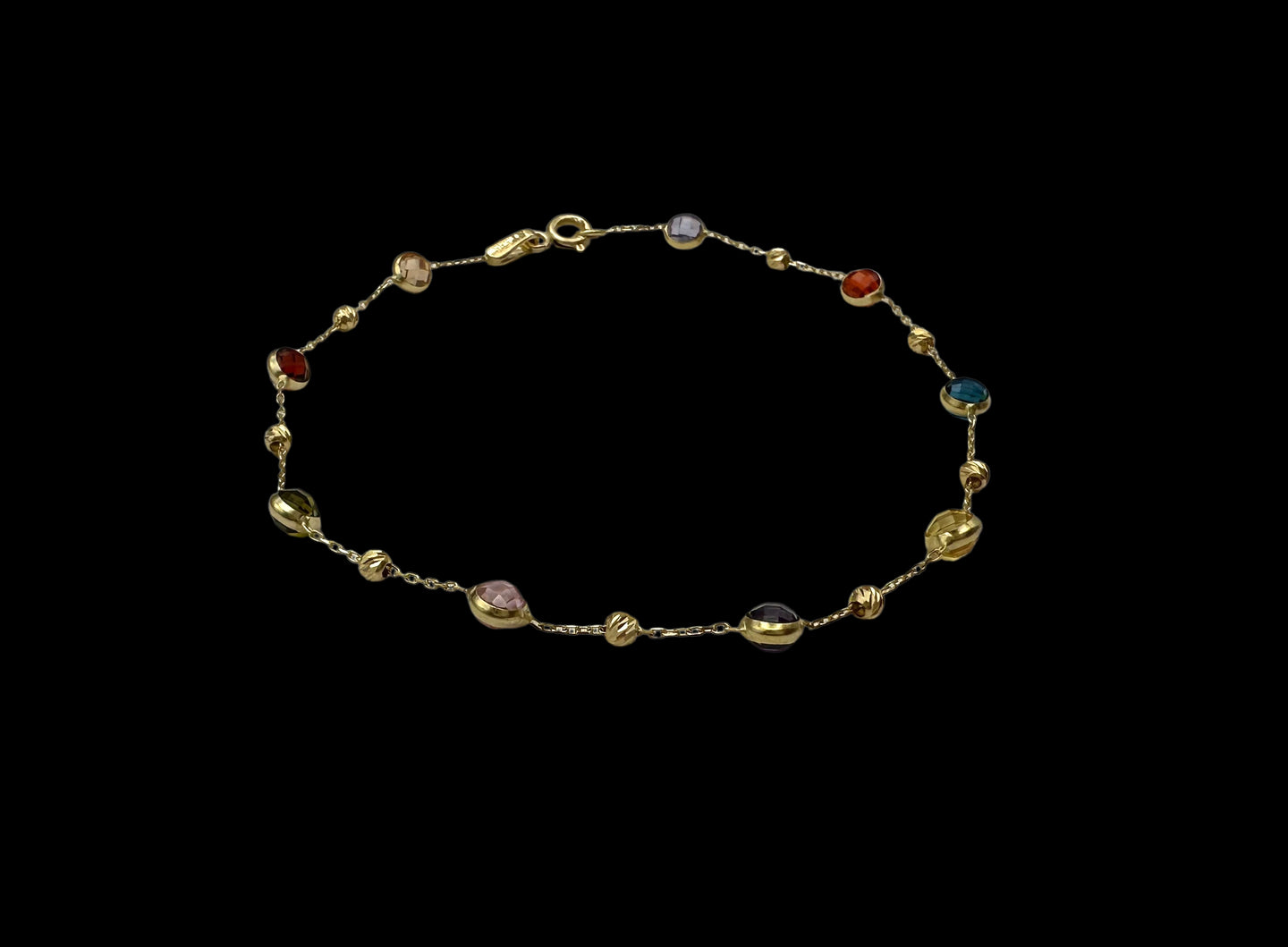 Solid 14K Gold Bracelet with Lab-Created Gemstones – Color Harmony Edition