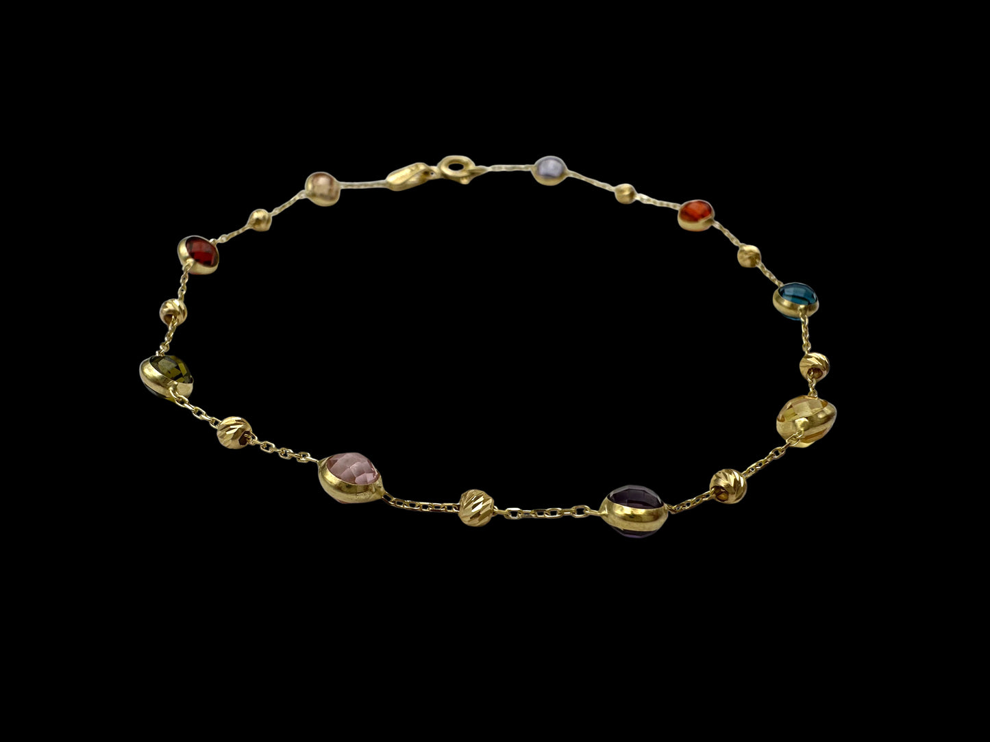 Solid 14K Gold Bracelet with Lab-Created Gemstones – Color Harmony Edition