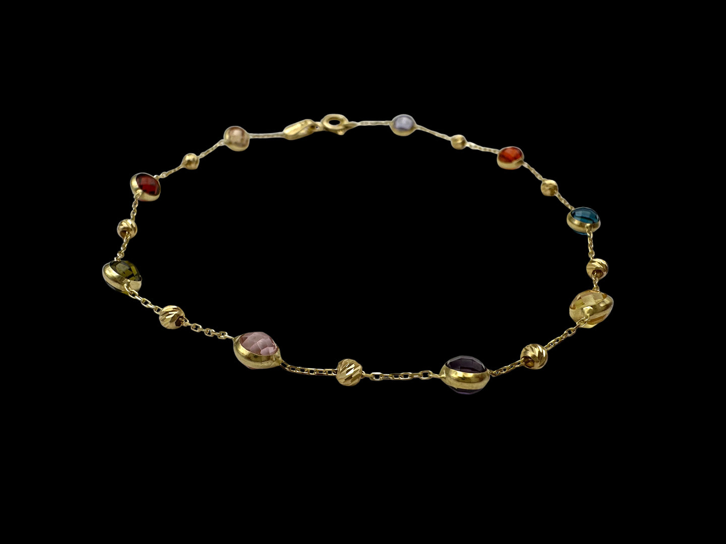 Solid 14K Gold Bracelet with Lab-Created Gemstones – Color Harmony Edition