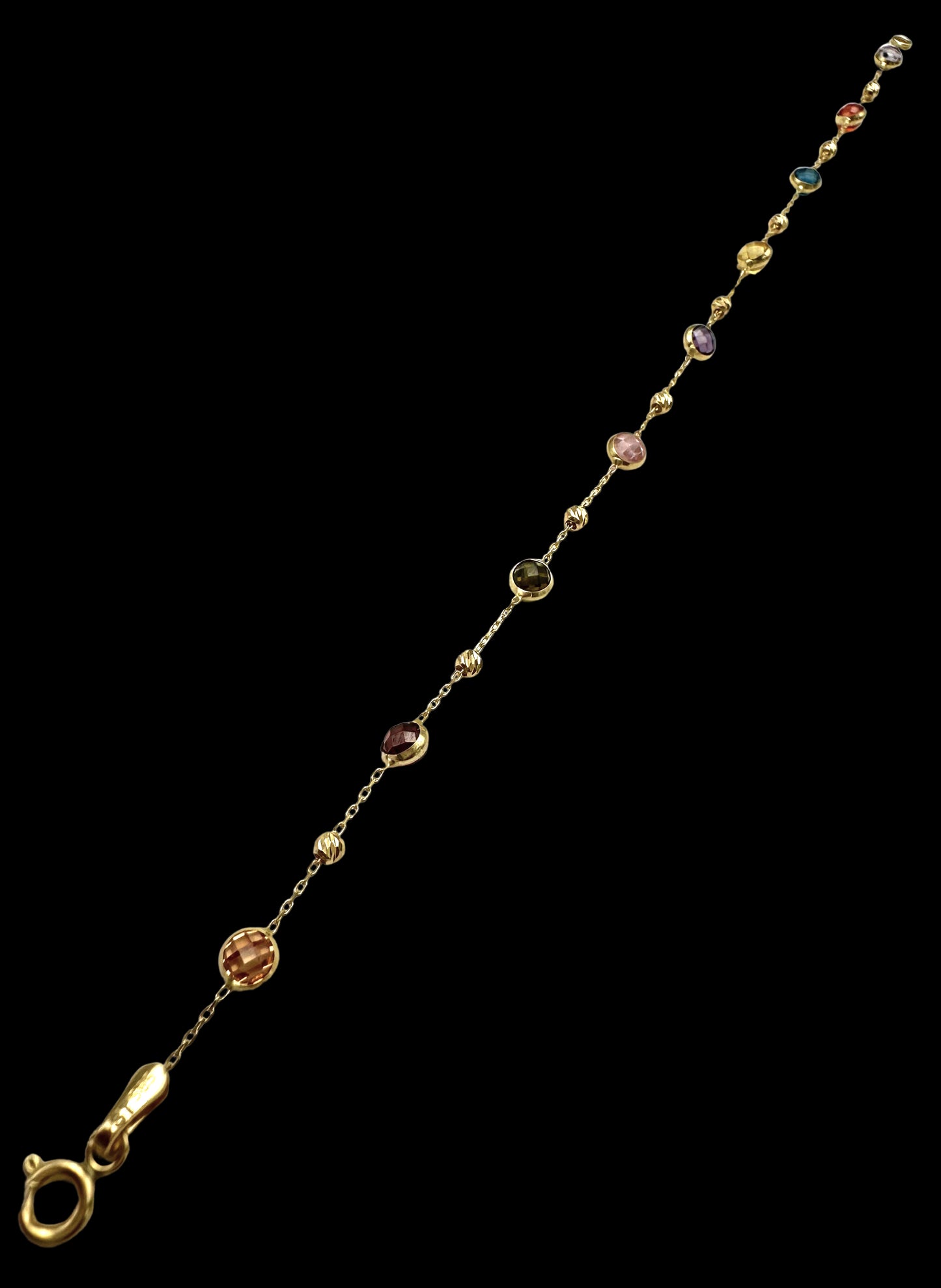Solid 14K Gold Bracelet with Lab-Created Gemstones – Color Harmony Edition