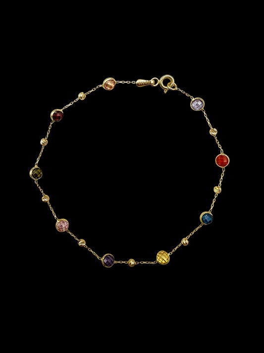 Solid 14K Gold Bracelet with Lab-Created Gemstones – Color Harmony Edition