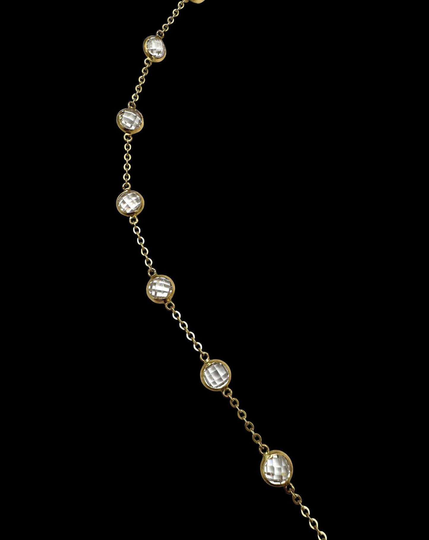 Solid 14K Gold Necklace with White Lab-Created Gemstone – Pure Elegance