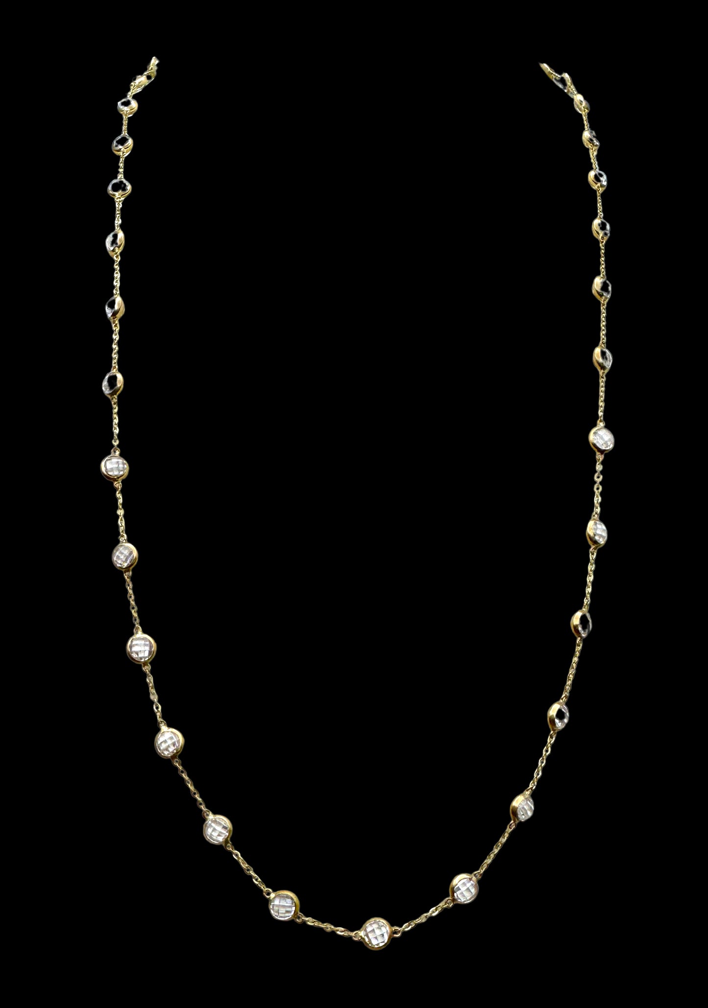 Solid 14K Gold Necklace with White Lab-Created Gemstone – Pure Elegance