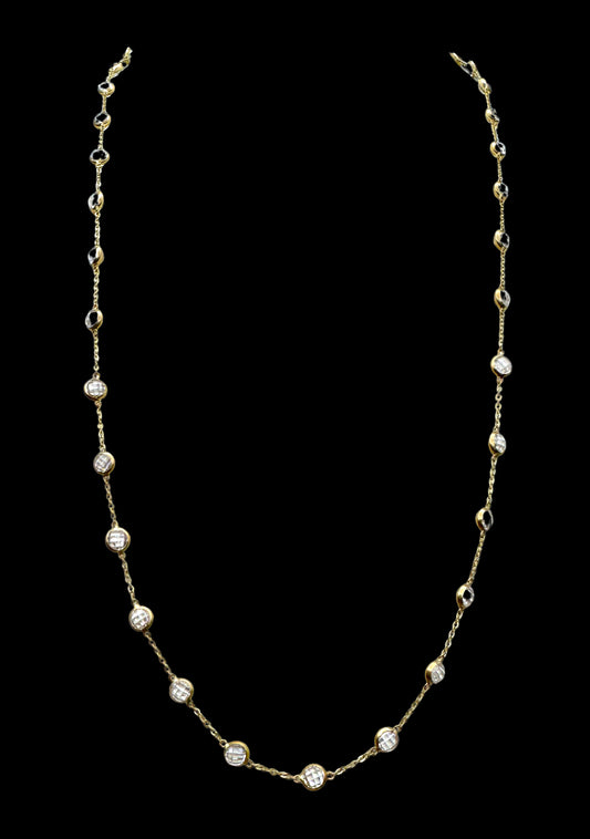 Solid 14K Gold Necklace with White Lab-Created Gemstone – Pure Elegance