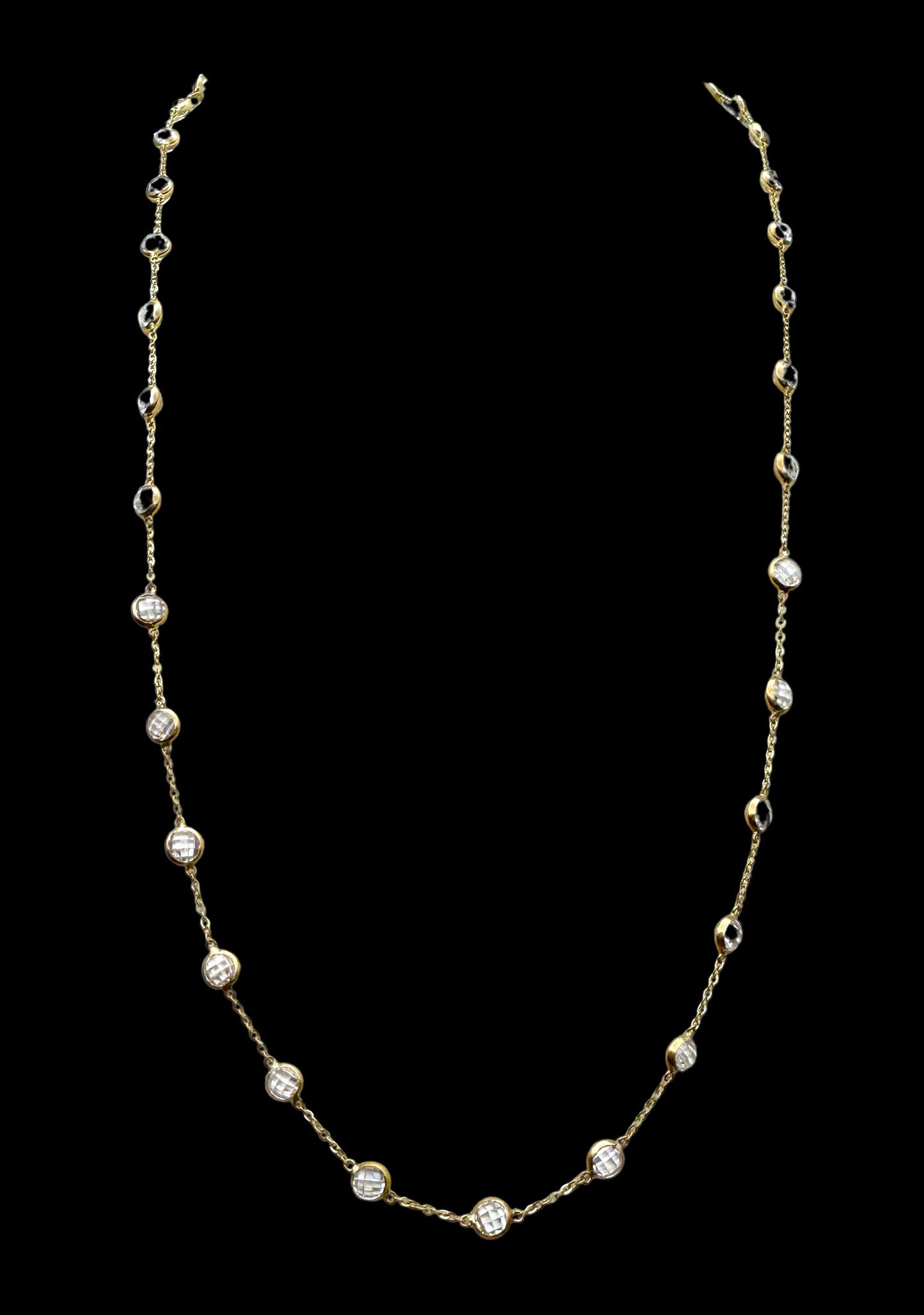 Solid 14K Gold Necklace with White Lab-Created Gemstone – Pure Elegance