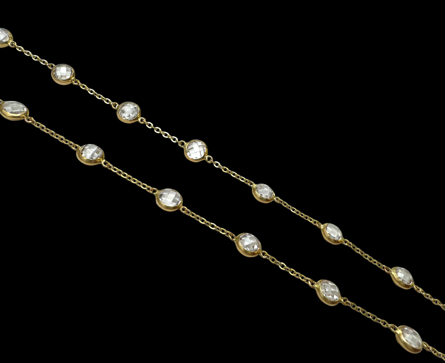 Solid 14K Gold Necklace with White Lab-Created Gemstone – Pure Elegance