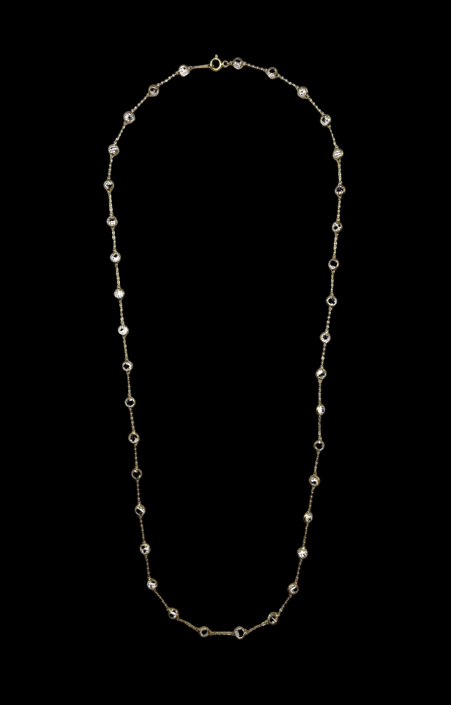 Solid 14K Gold Necklace with White Lab-Created Gemstone – Pure Elegance