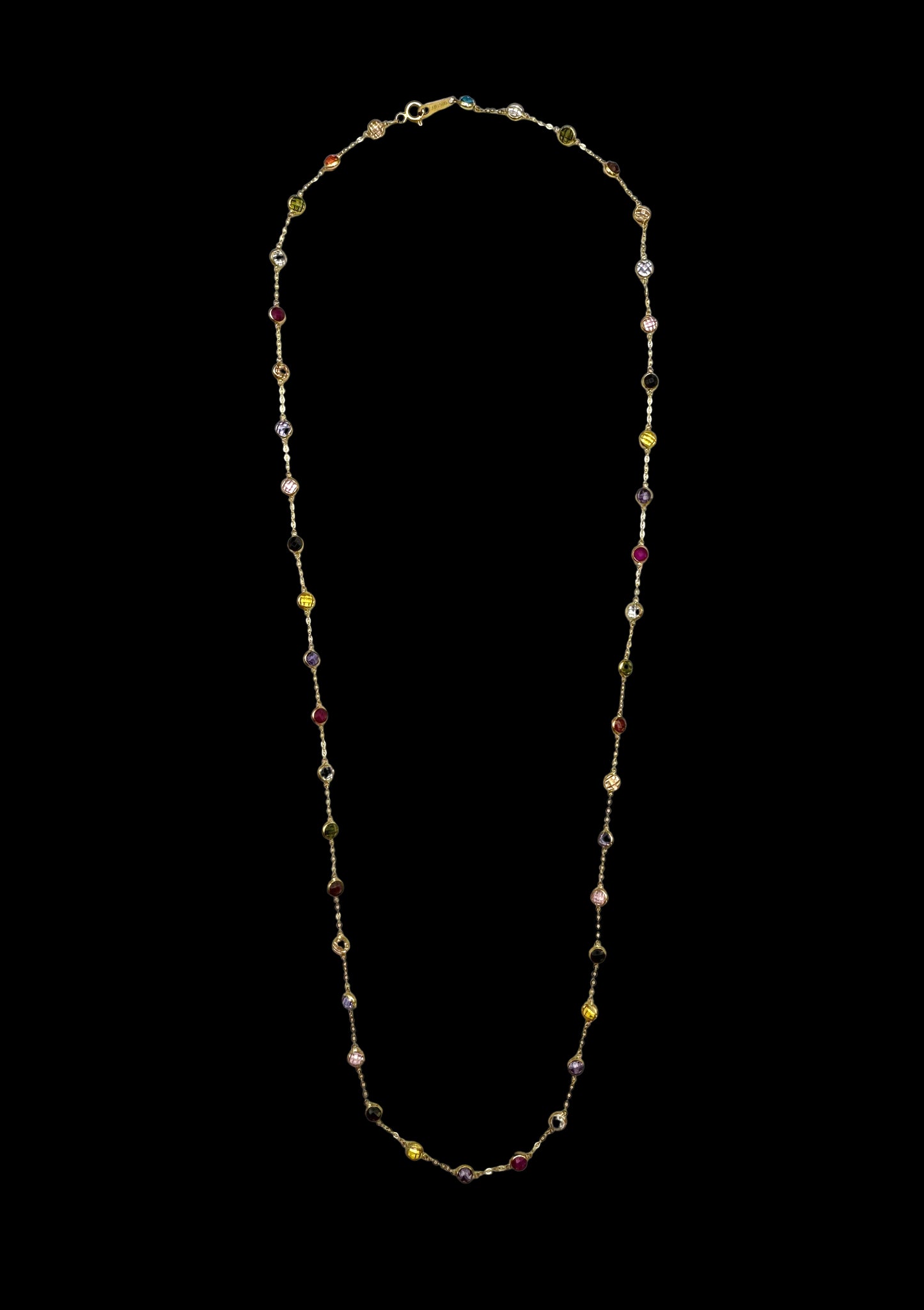 Solid 14K Gold Multi-Gemstone Necklace – Colorful Radiance