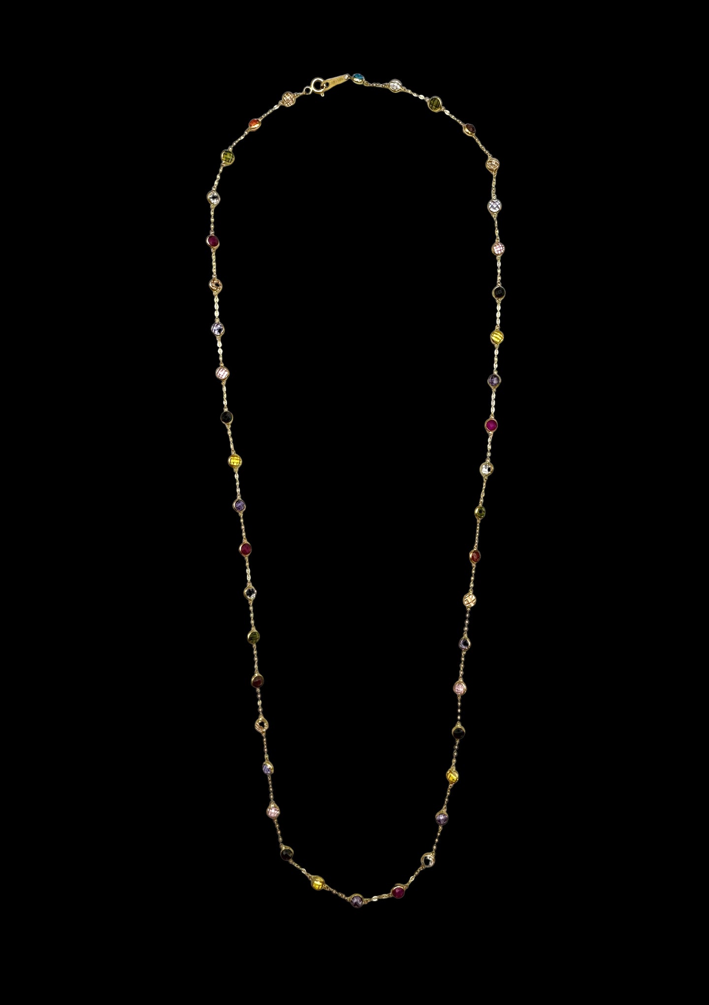 Solid 14K Gold Multi-Gemstone Necklace – Colorful Radiance