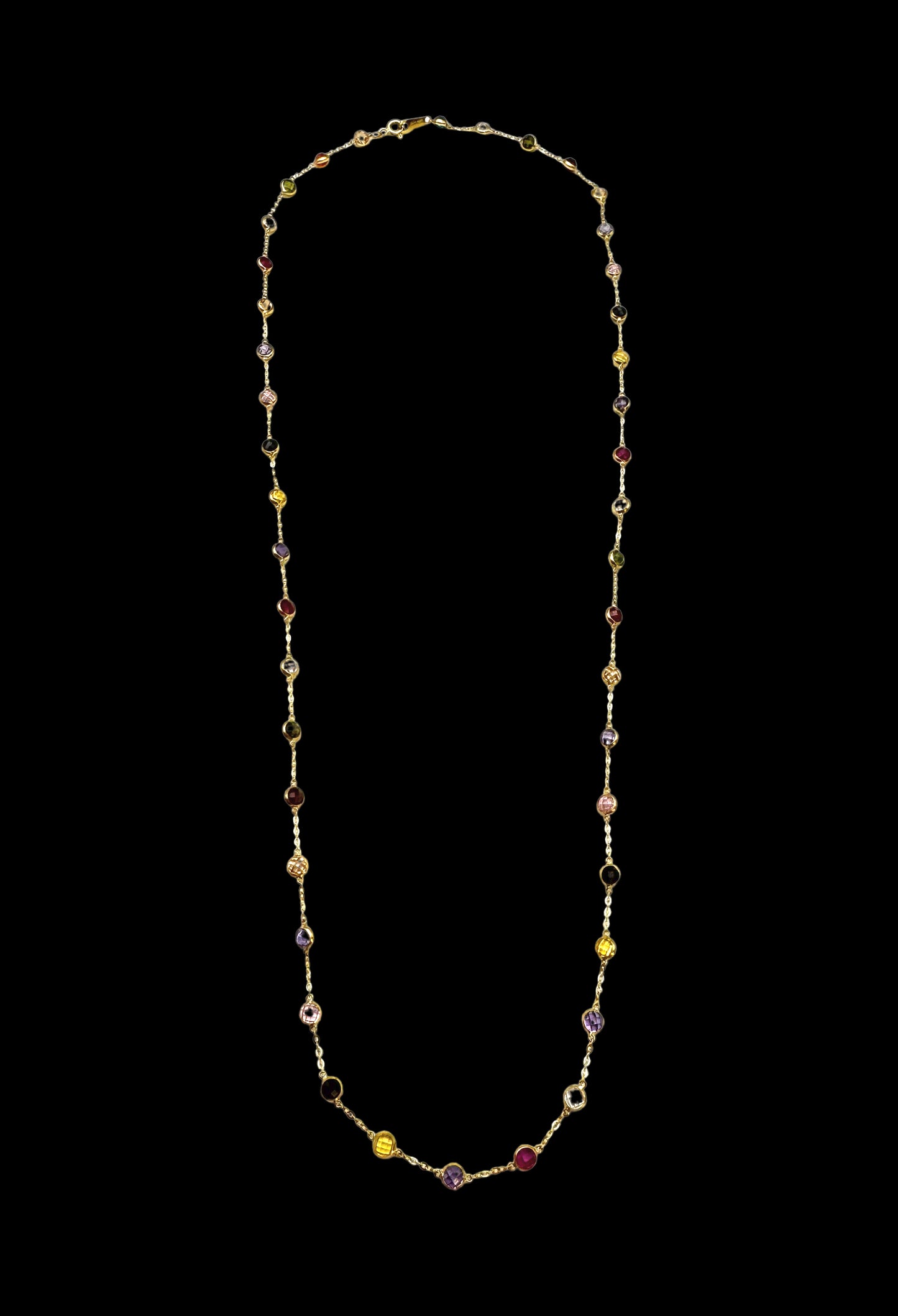 Solid 14K Gold Multi-Gemstone Necklace – Colorful Radiance