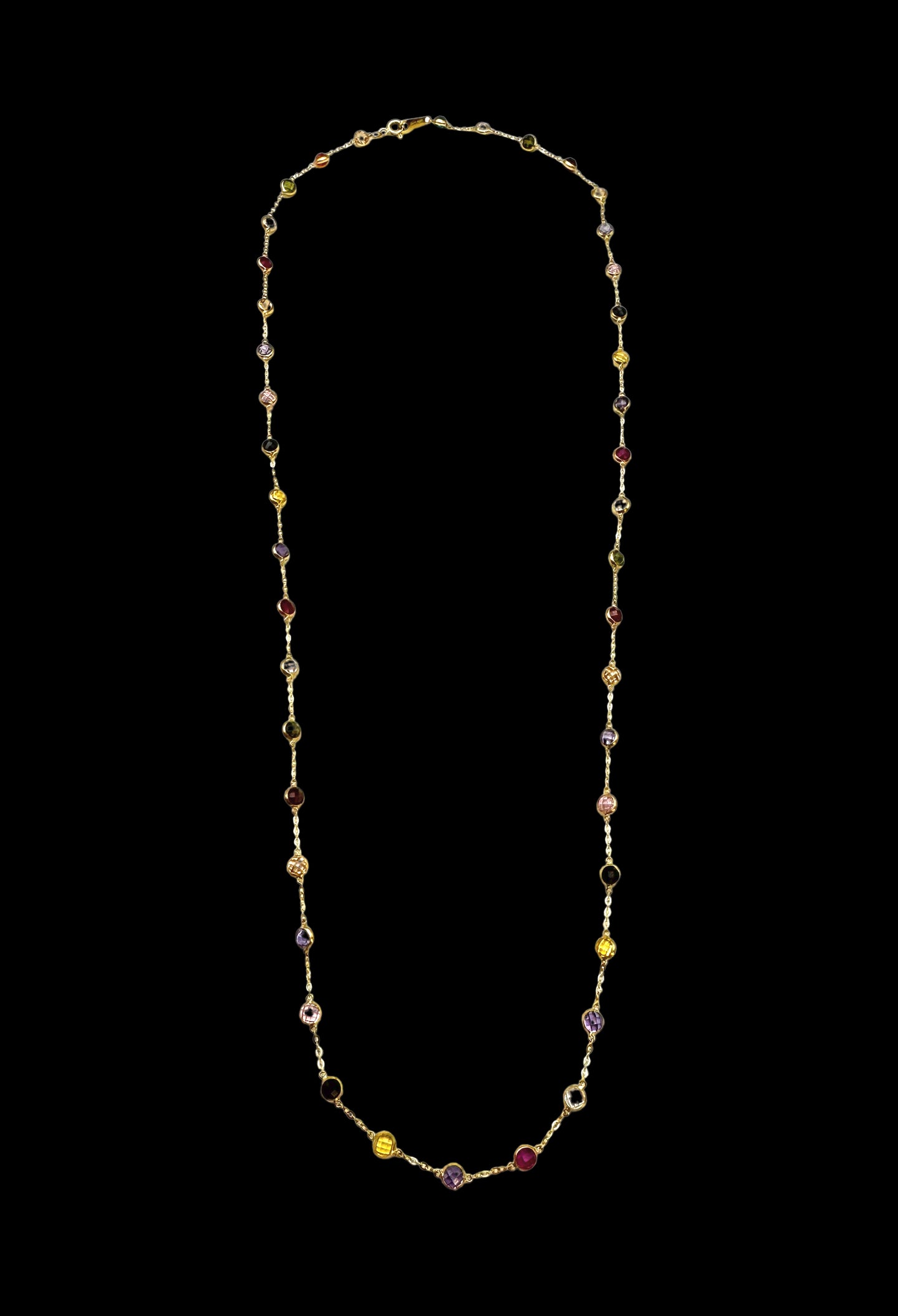 Solid 14K Gold Multi-Gemstone Necklace – Colorful Radiance