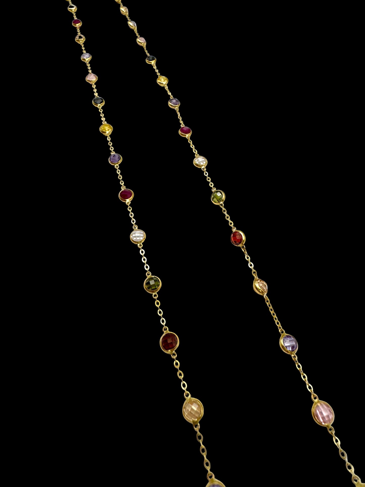 Solid 14K Gold Multi-Gemstone Necklace – Colorful Radiance