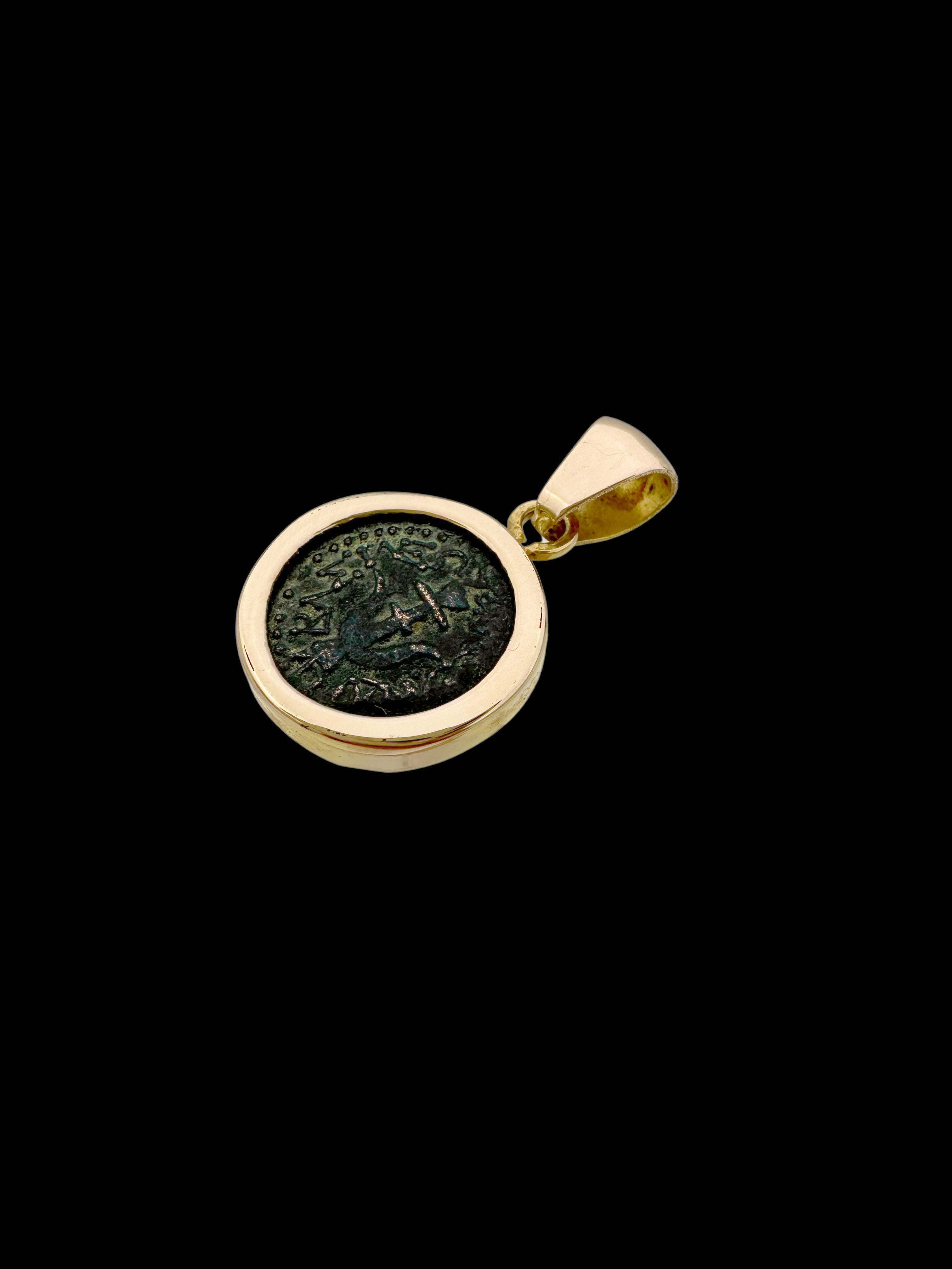Ancient Widow’s Mite / Jewish Hasmonean Coin Set in Solid 14K Gold Pendant