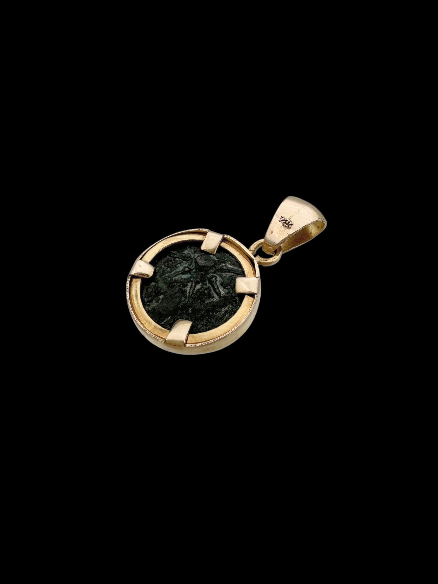 Ancient Widow’s Mite / Jewish Hasmonean Coin Set in Solid 14K Gold Pendant