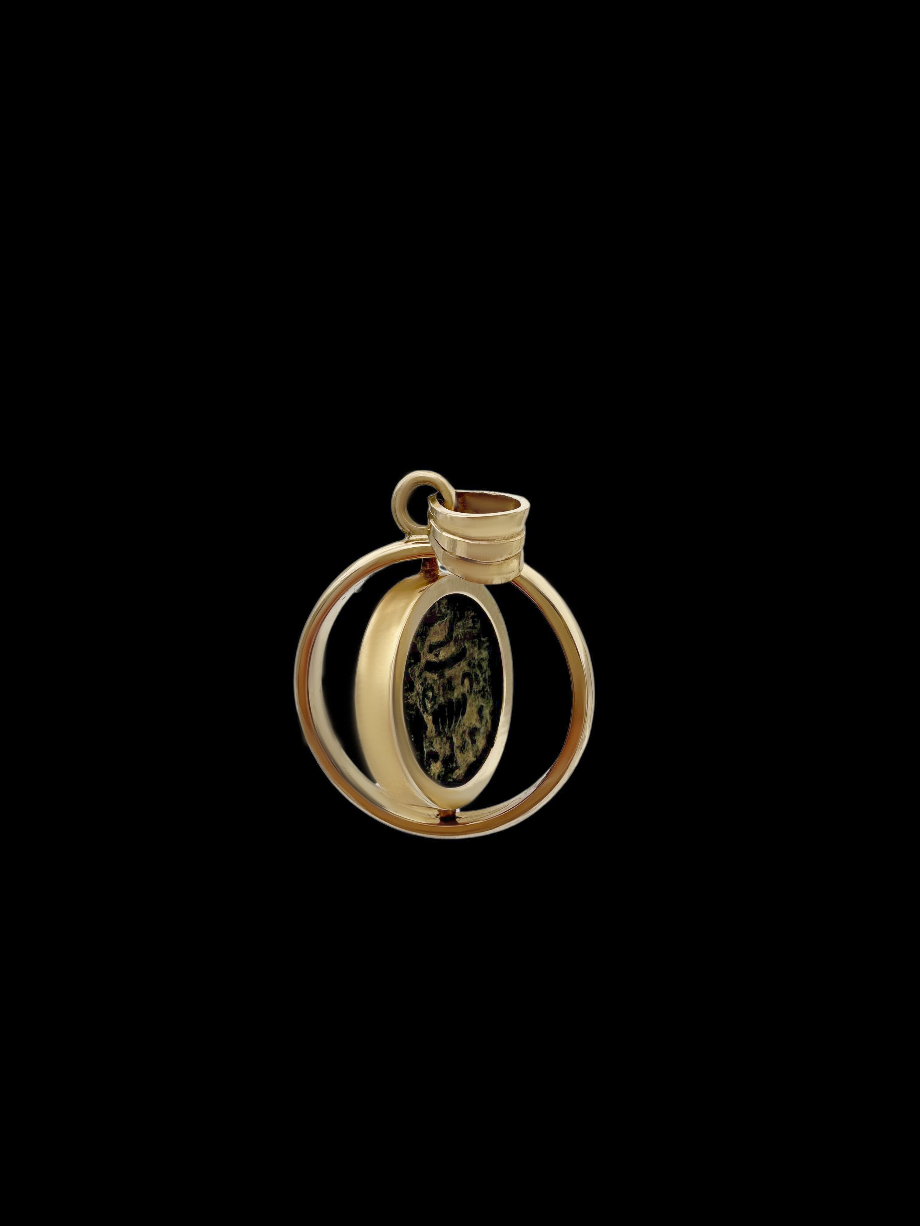 Ancient Jewish Freedom of Zion Masada Coin Set in 14K Gold Spinning Pendant