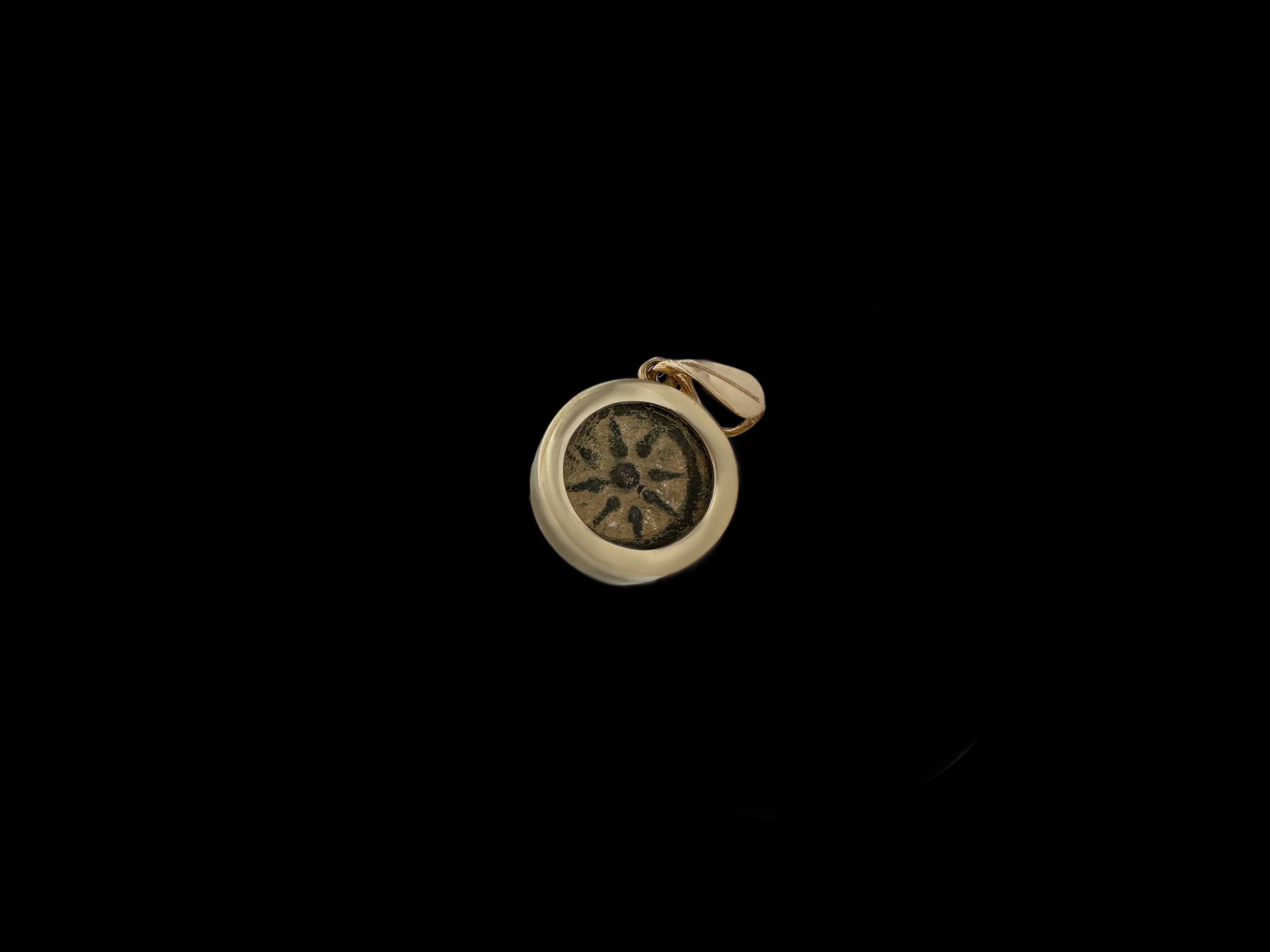 Ancient Widow’s Mite / Jewish Hasmonean Coin Set in Solid 14K Gold Pendant