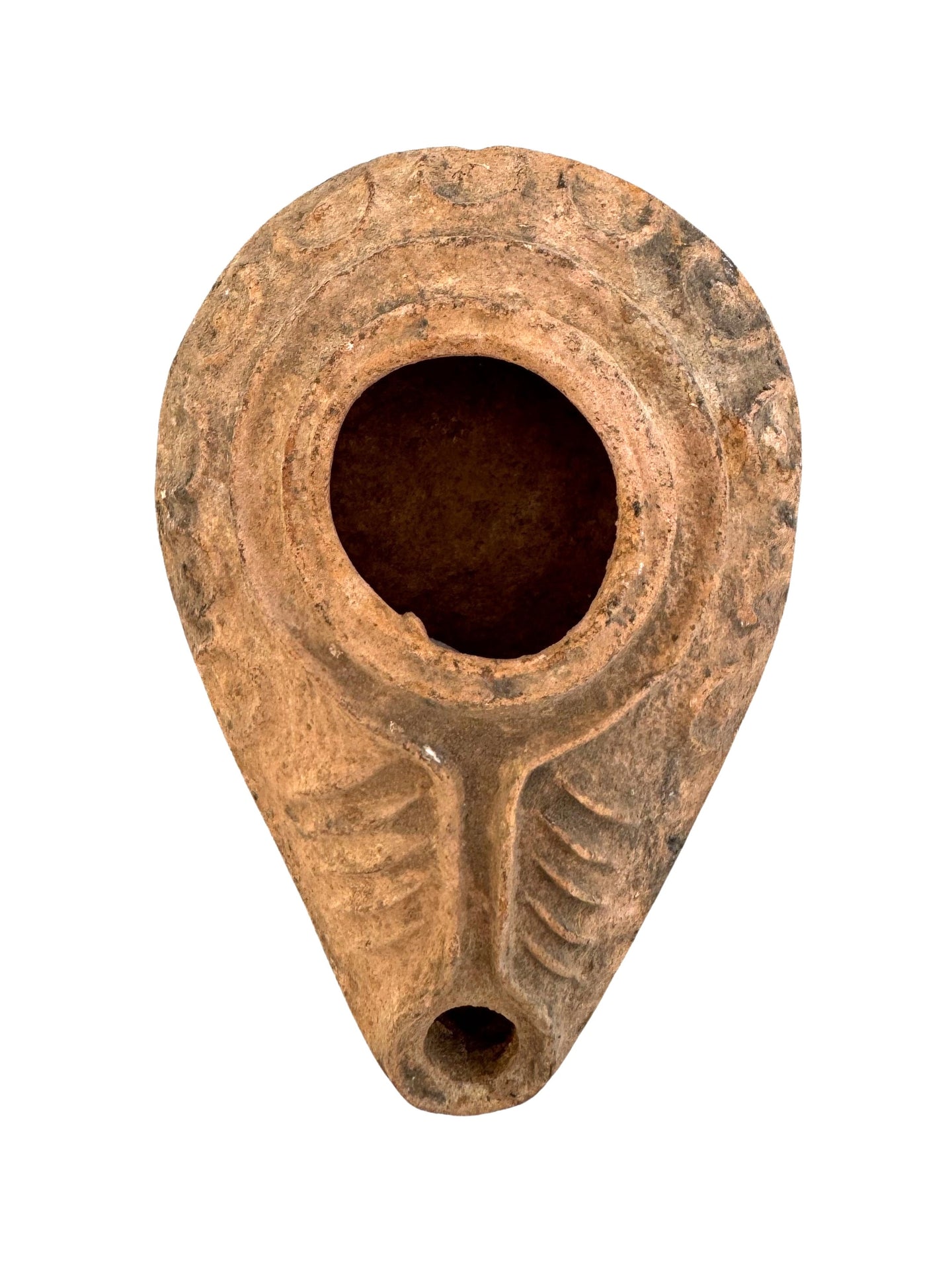 Ancient Terracotta Byzantine Decorated Oil Lamp.