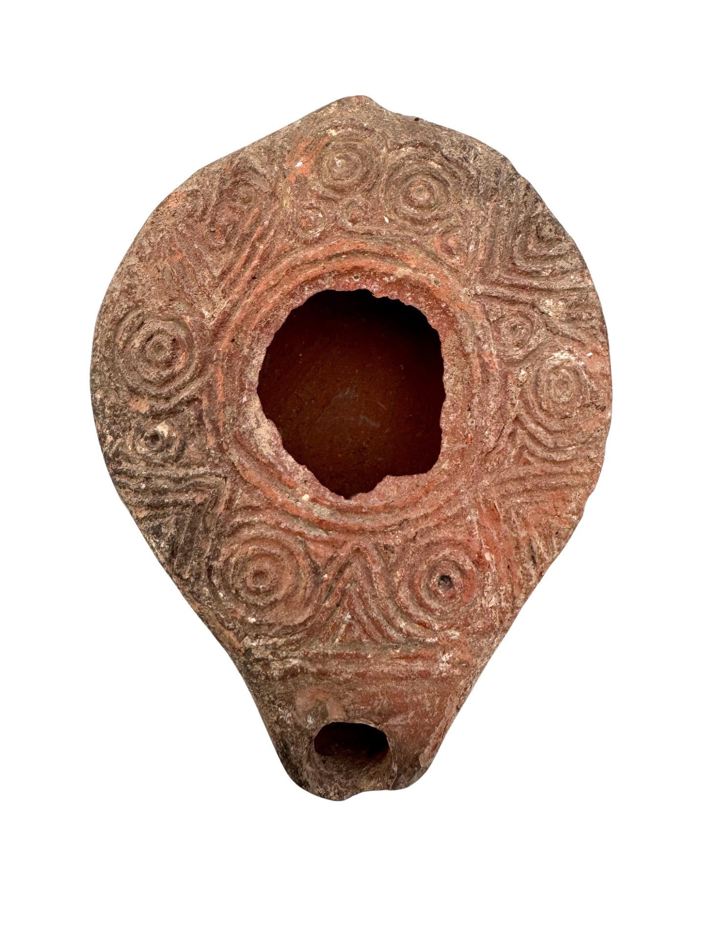 Terracotta Jewish Samaritan Decorated Oil Lamp