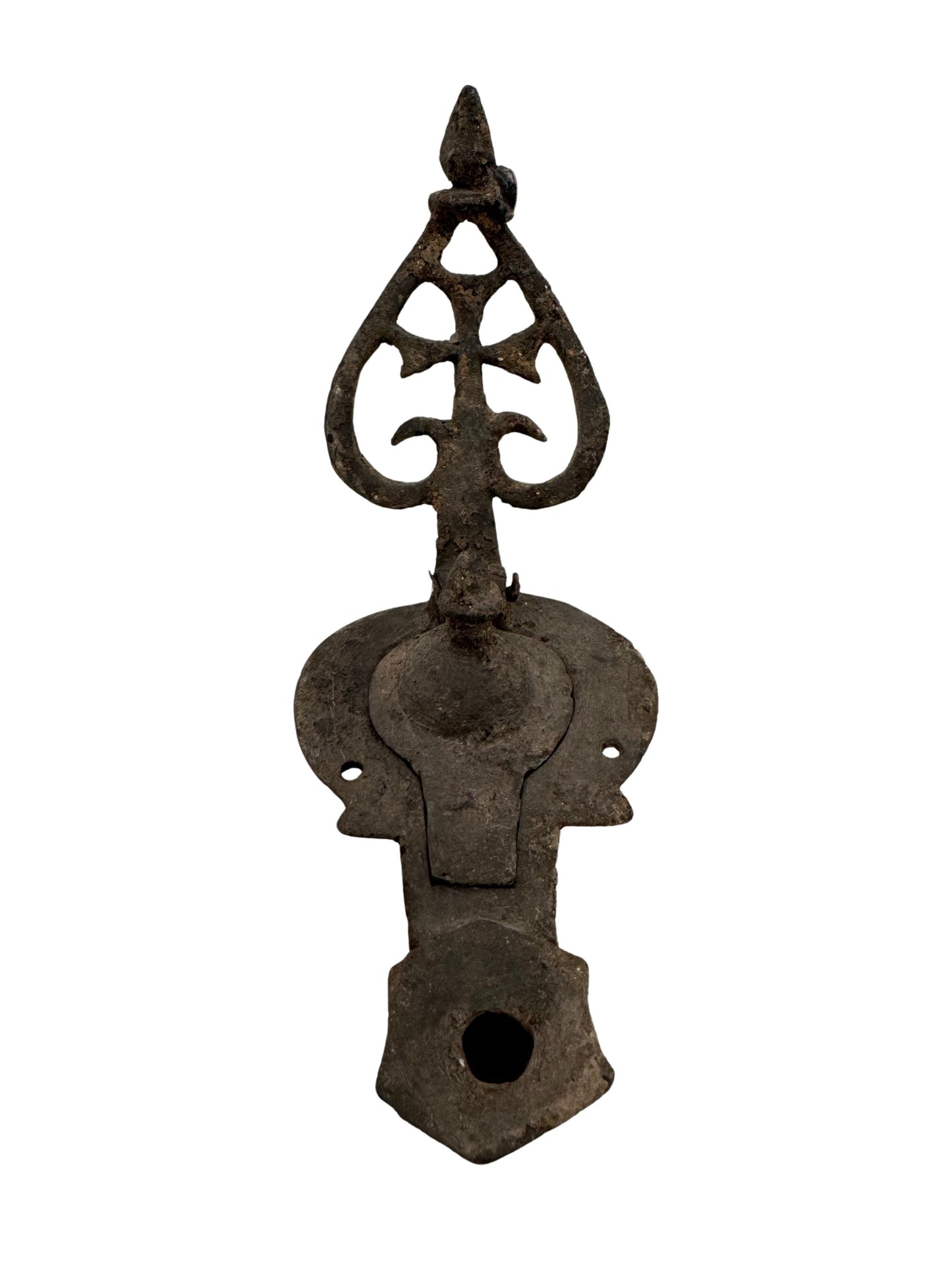 Ancient Byzantine Bronze Oil Lamp with cross