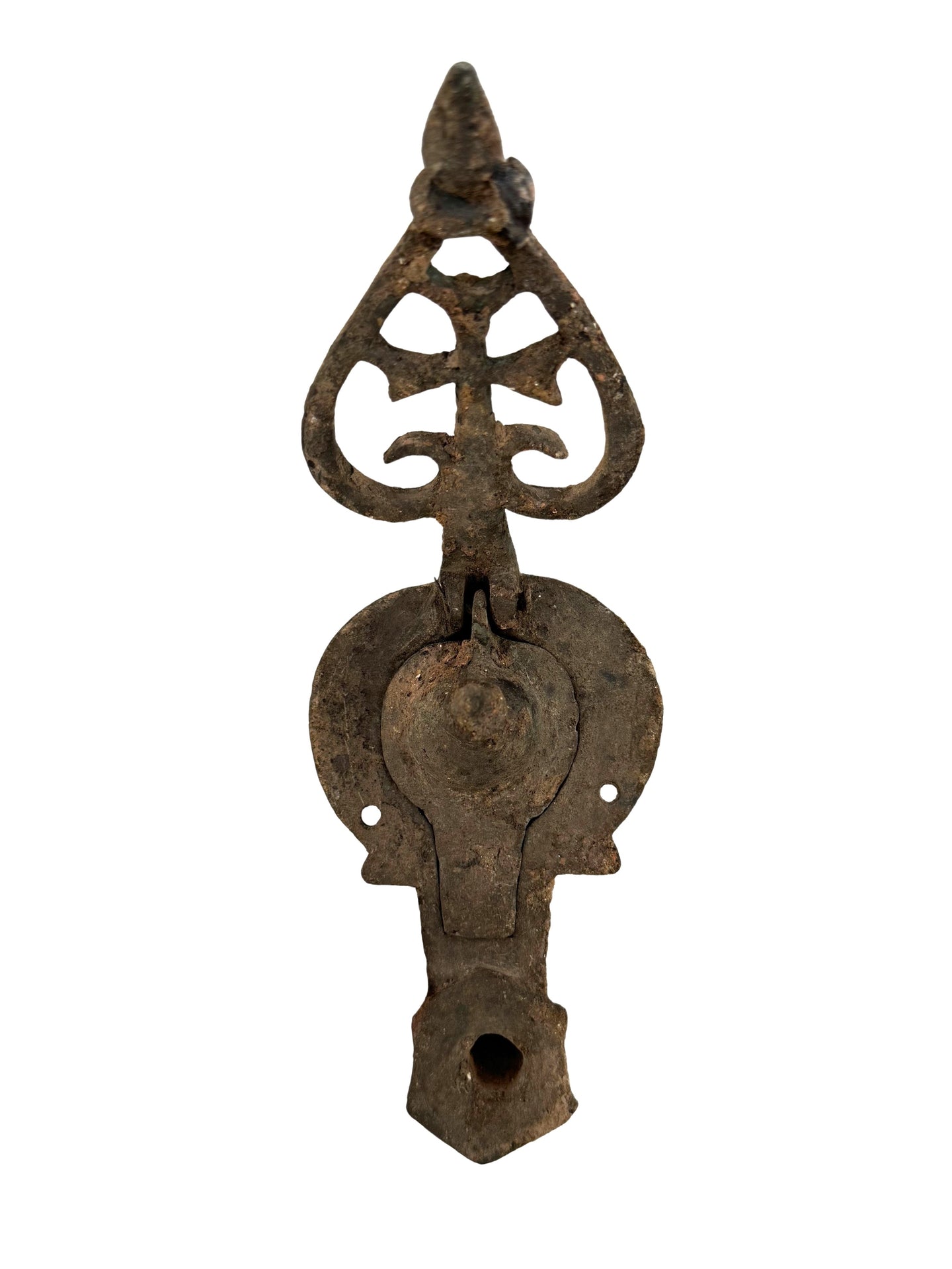 Ancient Byzantine Bronze Oil Lamp with cross