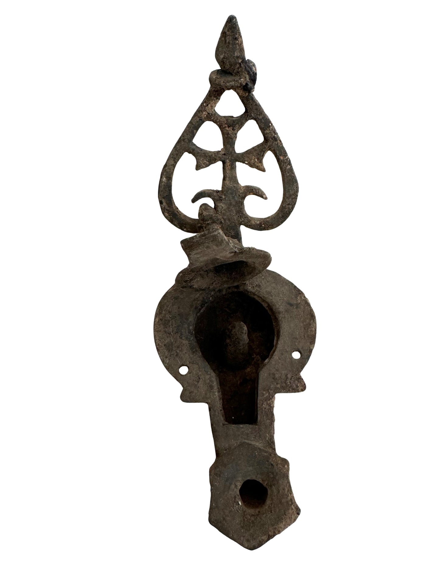 Ancient Byzantine Bronze Oil Lamp with cross