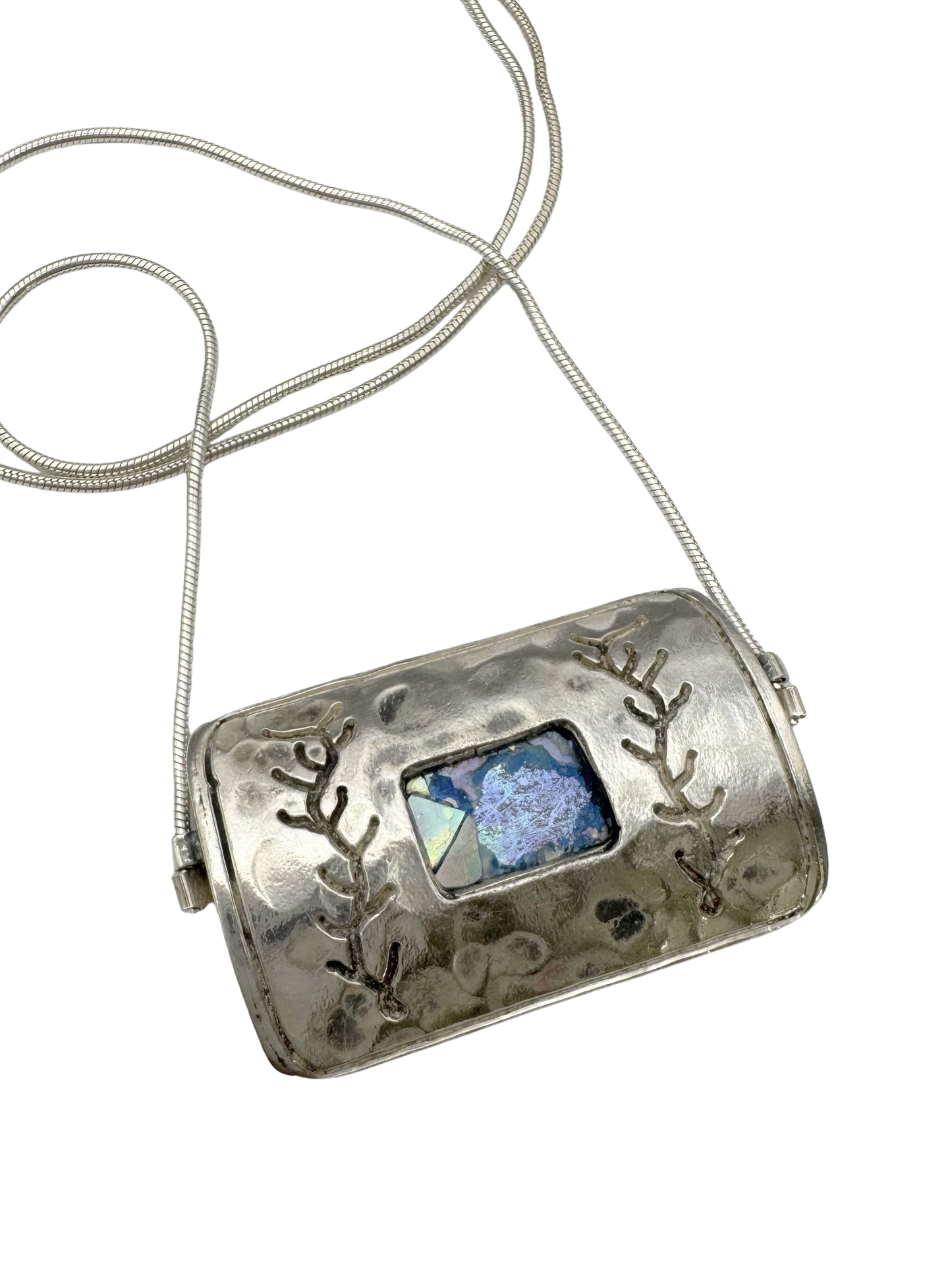 Ancient Roman Glass Sterling Silver Necklace – “Branches of Time”