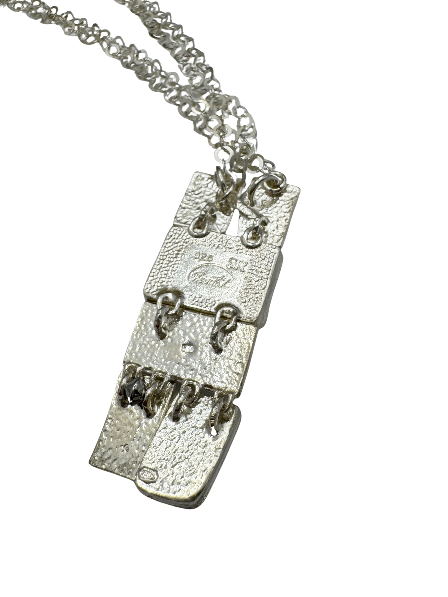 Ancient Roman Glass Sterling Silver Necklace – “Echoes in Geometry