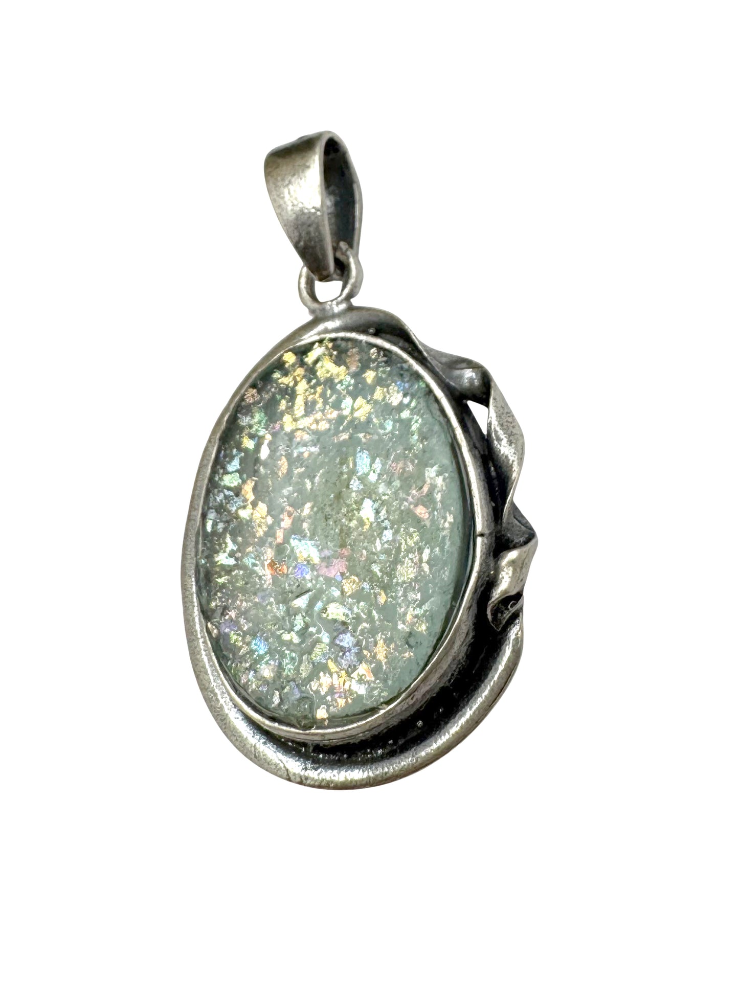 Ancient Roman Glass Sterling Silver Necklace – “Celestial Memory”