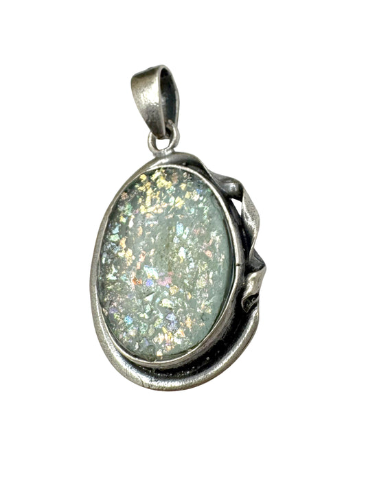 Ancient Roman Glass Sterling Silver Necklace – “Celestial Memory”