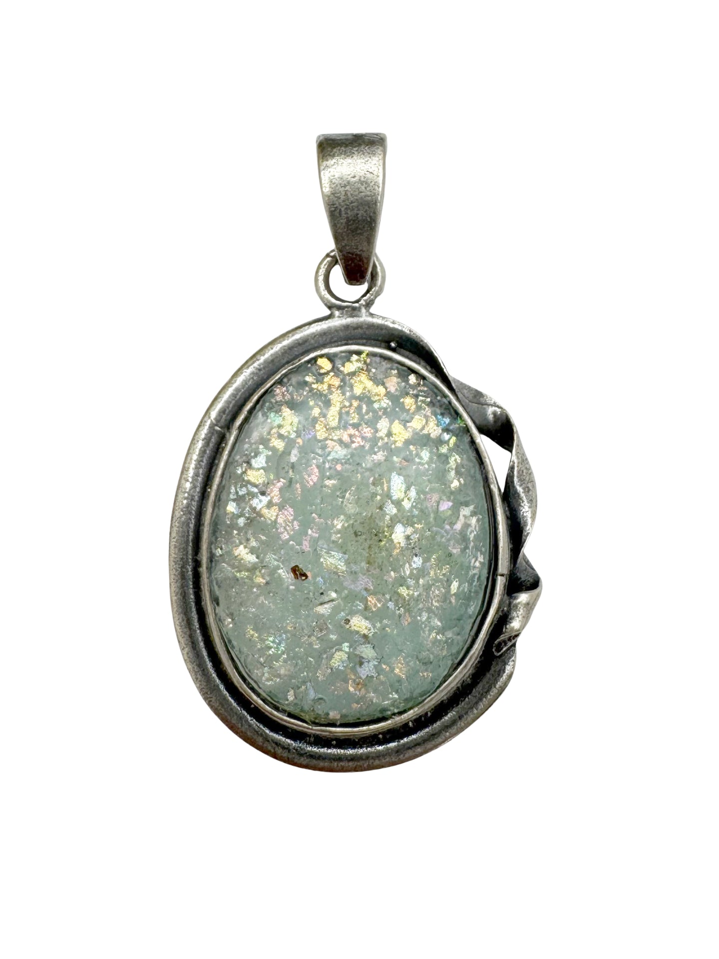 Ancient Roman Glass Sterling Silver Necklace – “Celestial Memory”