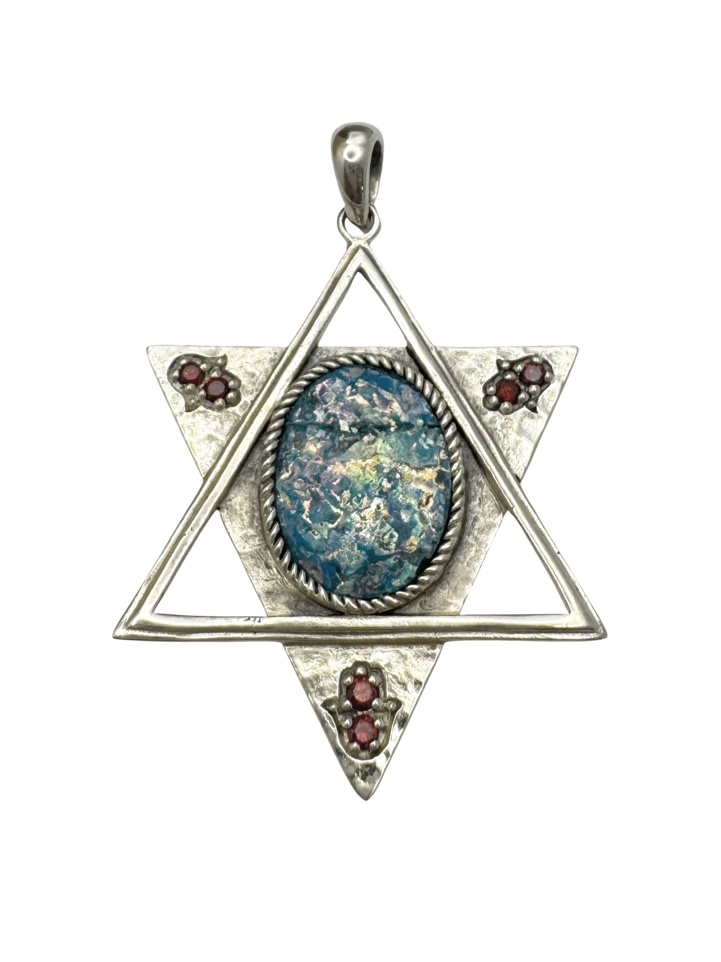 Ancient Roman Glass Sterling Silver Pendant – “Shield of Memory”