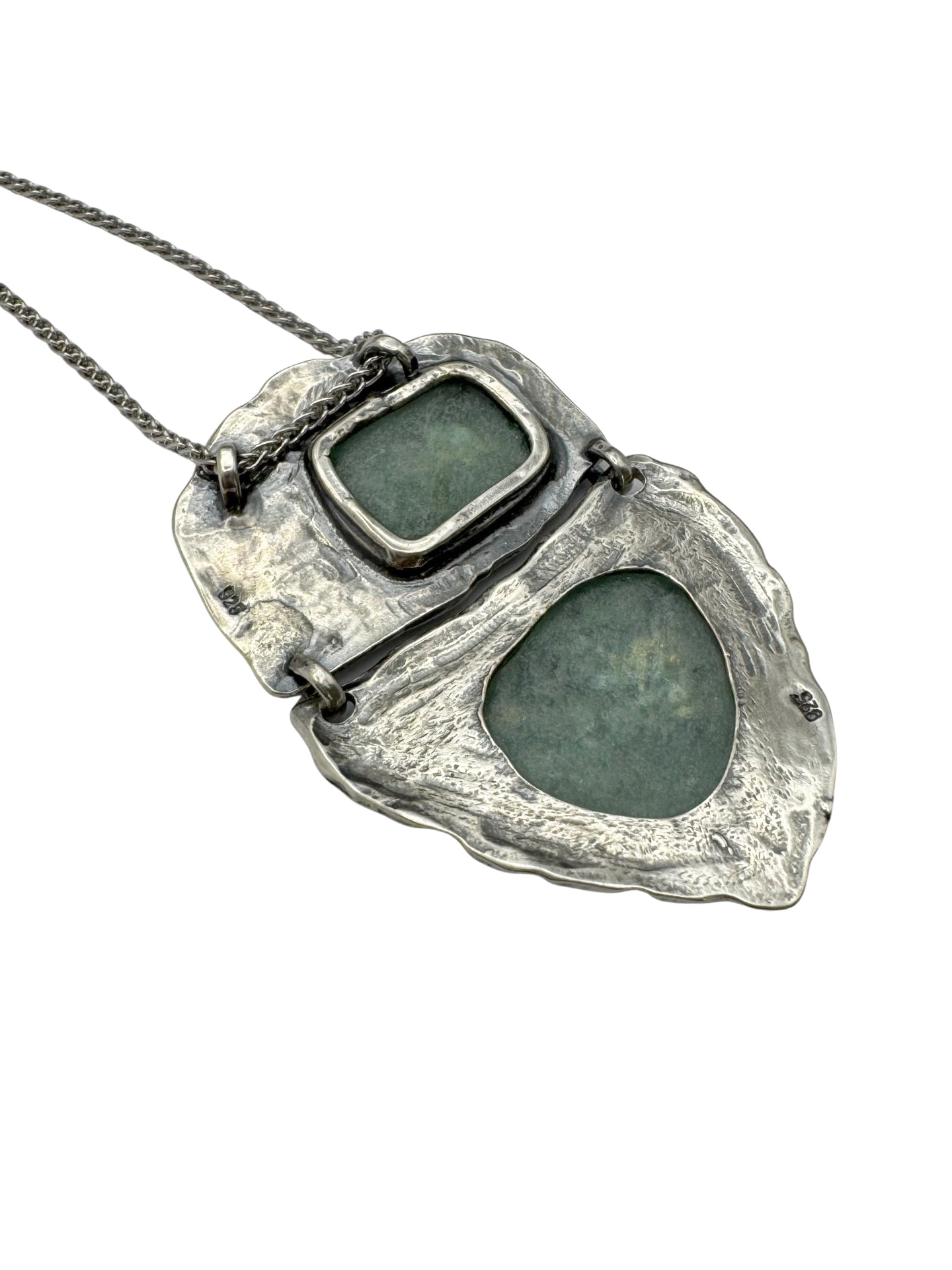 Ancient Roman Glass Sterling Silver Necklace – “Twin Relics”