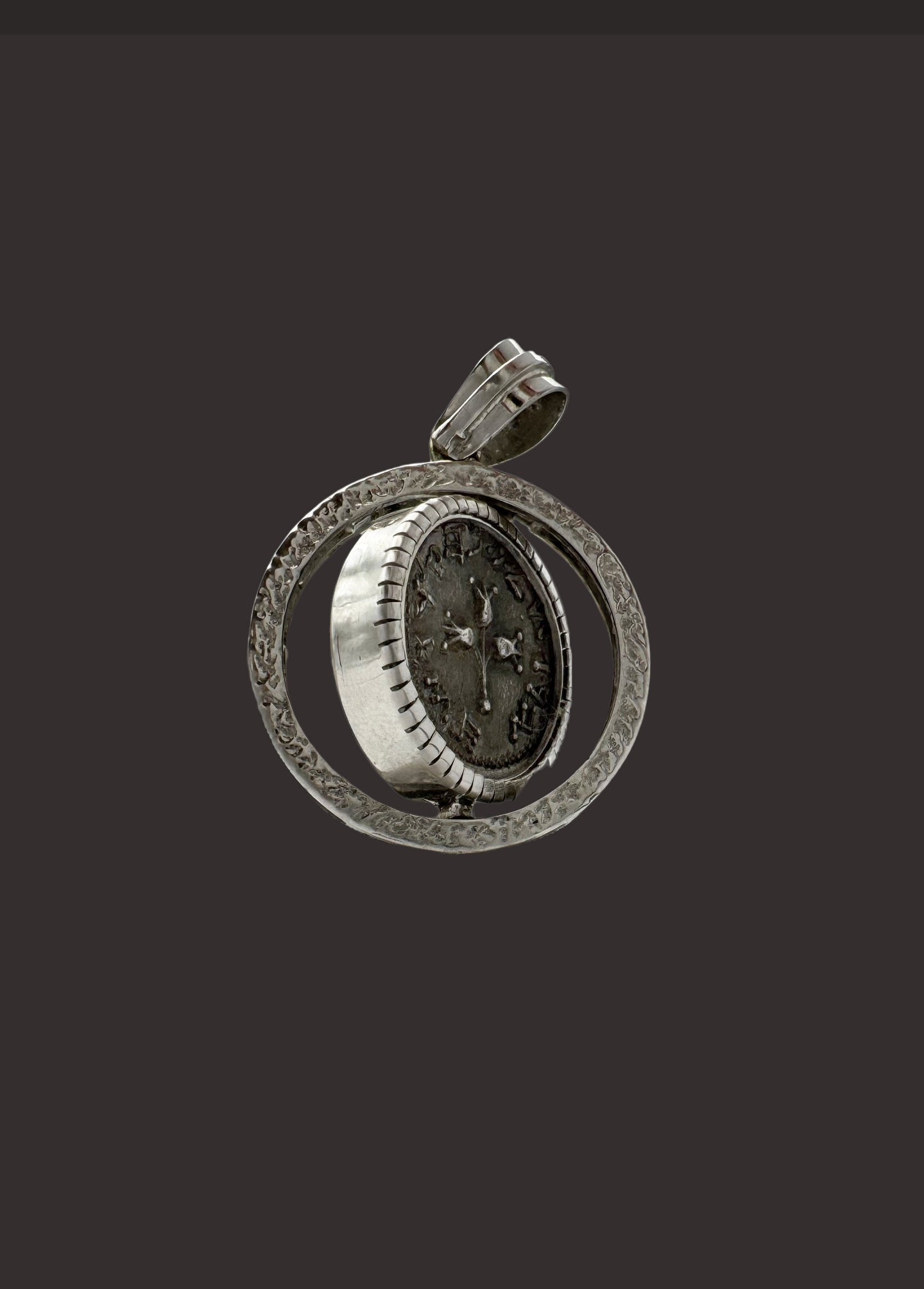 Judaea First Jewish War Coin Pendant – 14K Gold with Natural Black Diamonds