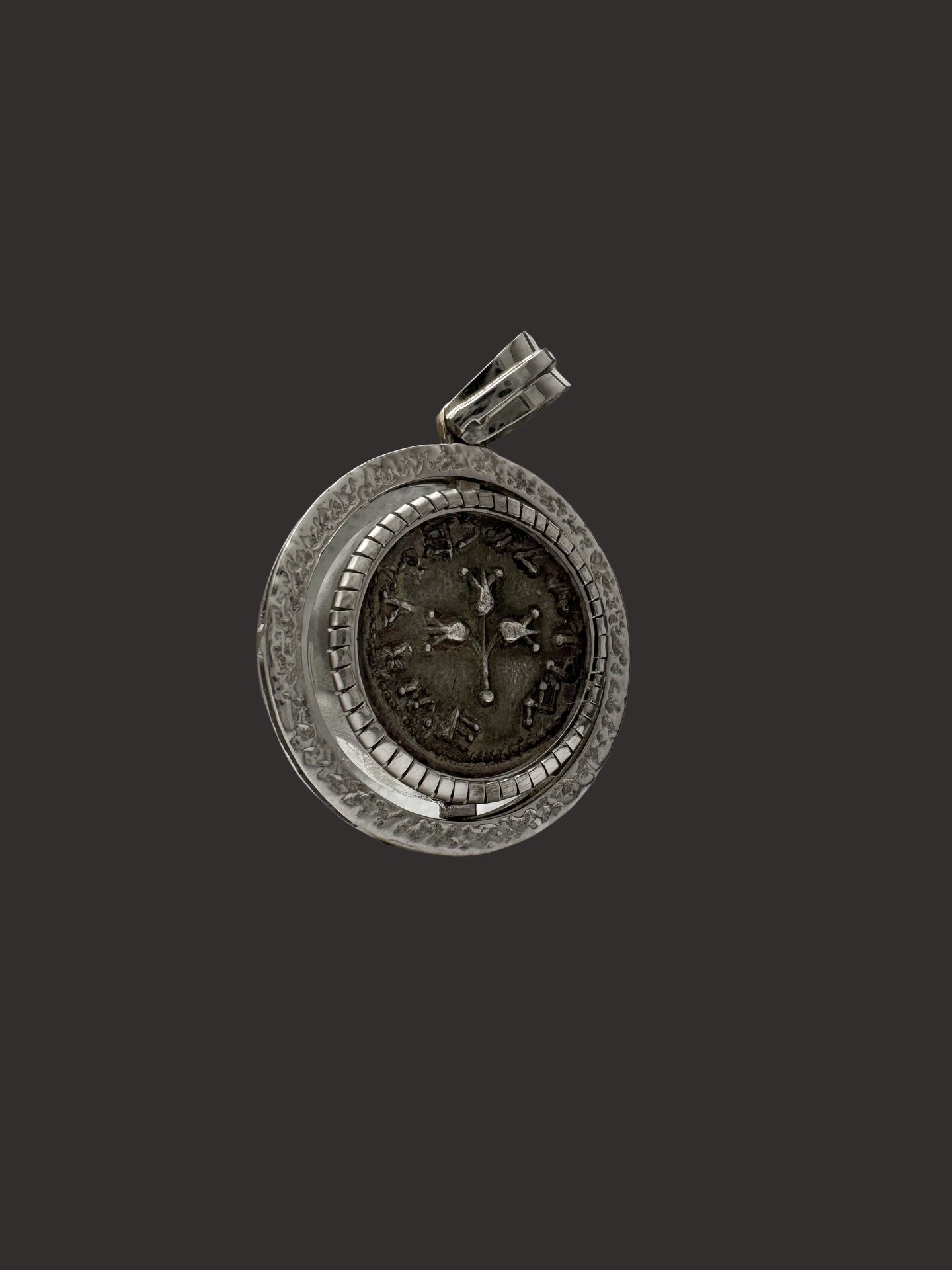 Judaea First Jewish War Coin Pendant – 14K Gold with Natural Black Diamonds