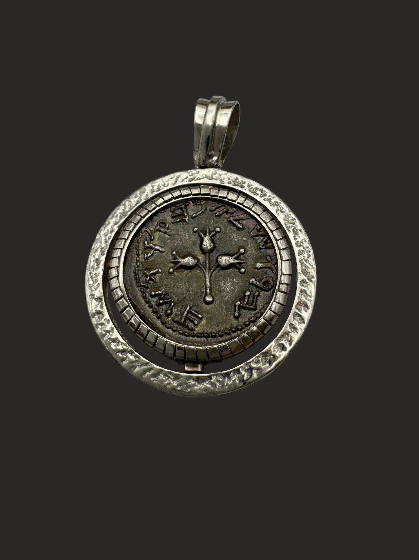 Judaea First Jewish War Coin Pendant – 14K Gold with Natural Black Diamonds