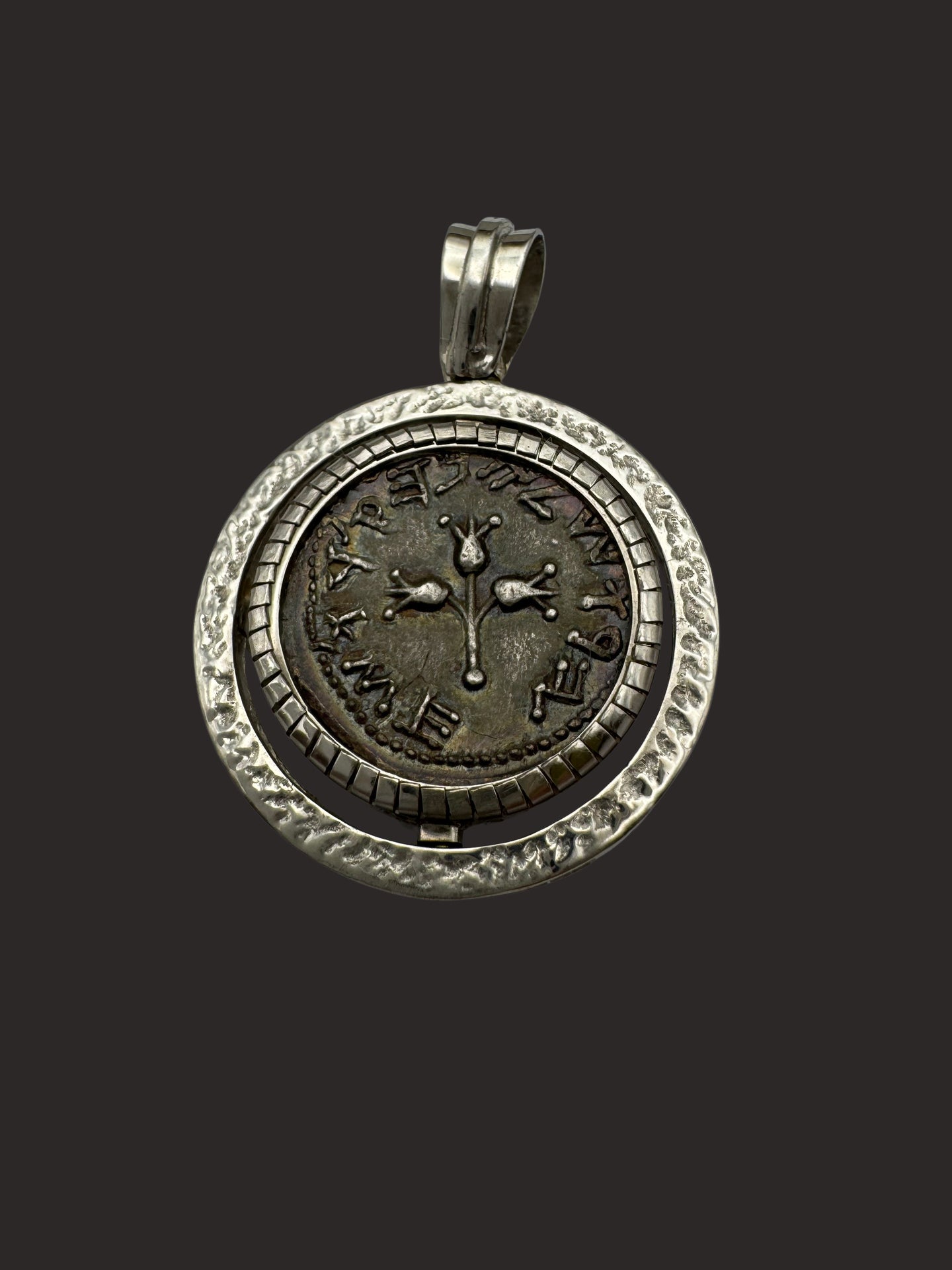 Judaea First Jewish War Coin Pendant – 14K Gold with Natural Black Diamonds