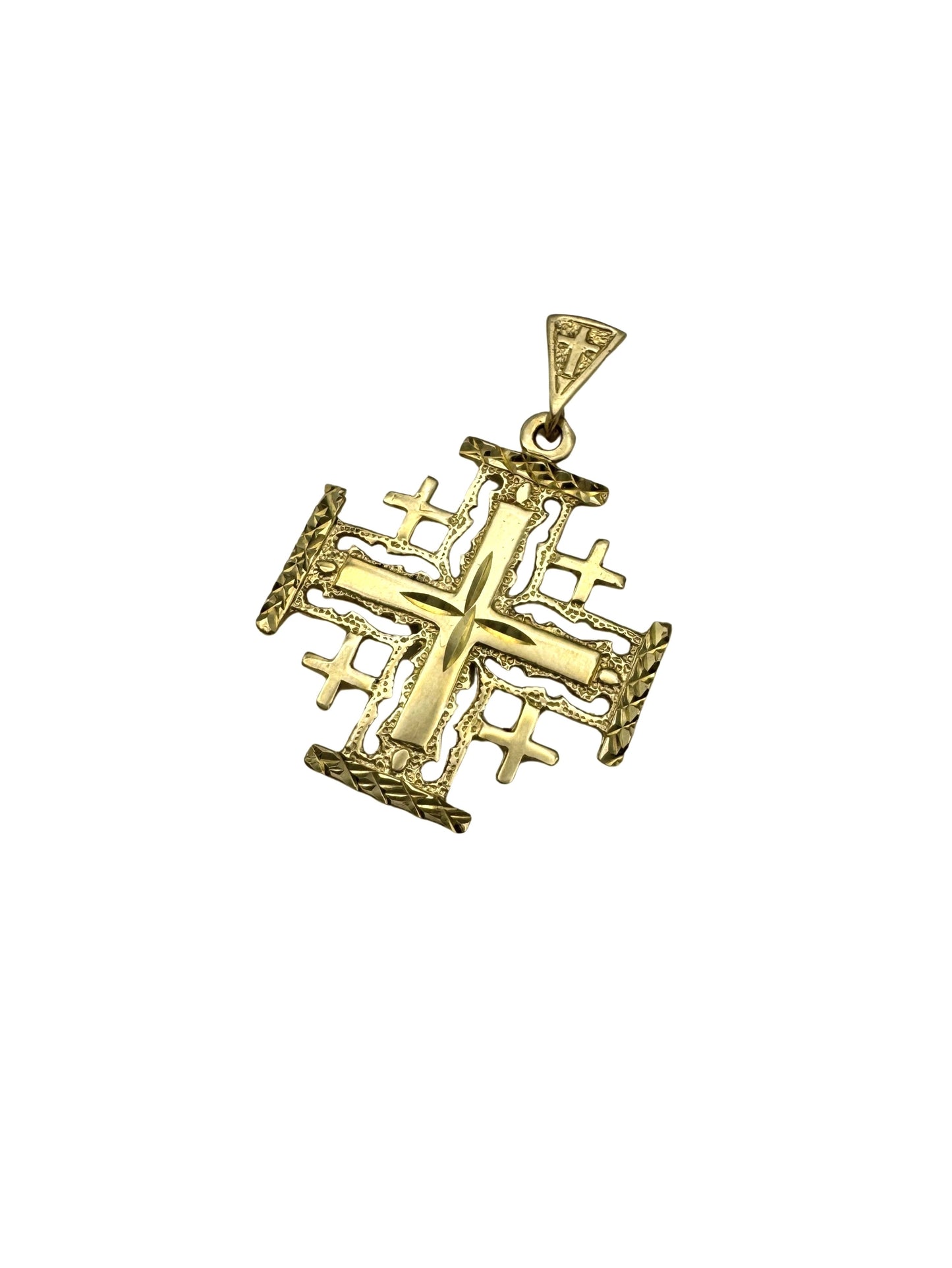 14K Gold Jerusalem Cross Pendant
