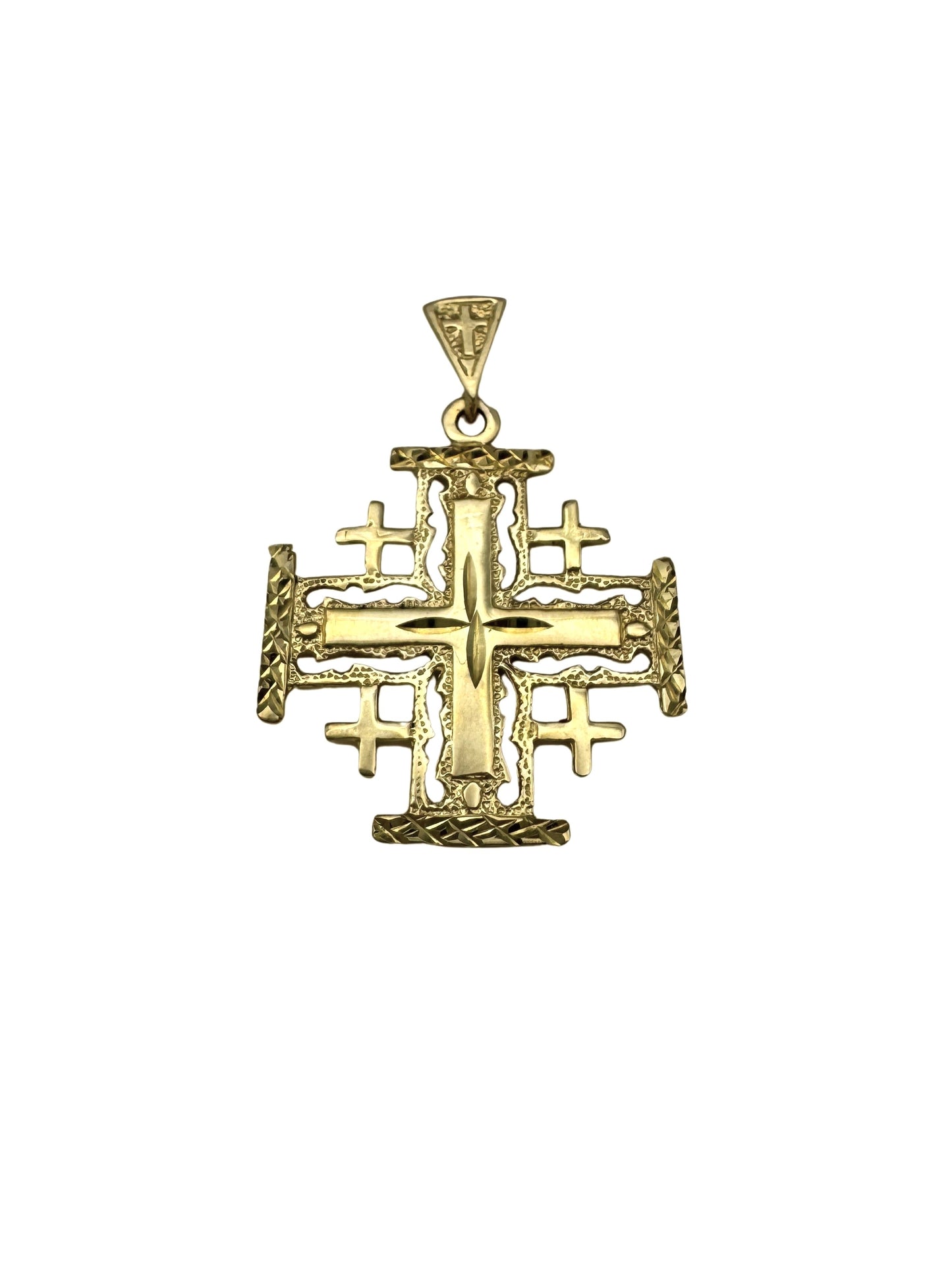 14K Gold Jerusalem Cross Pendant