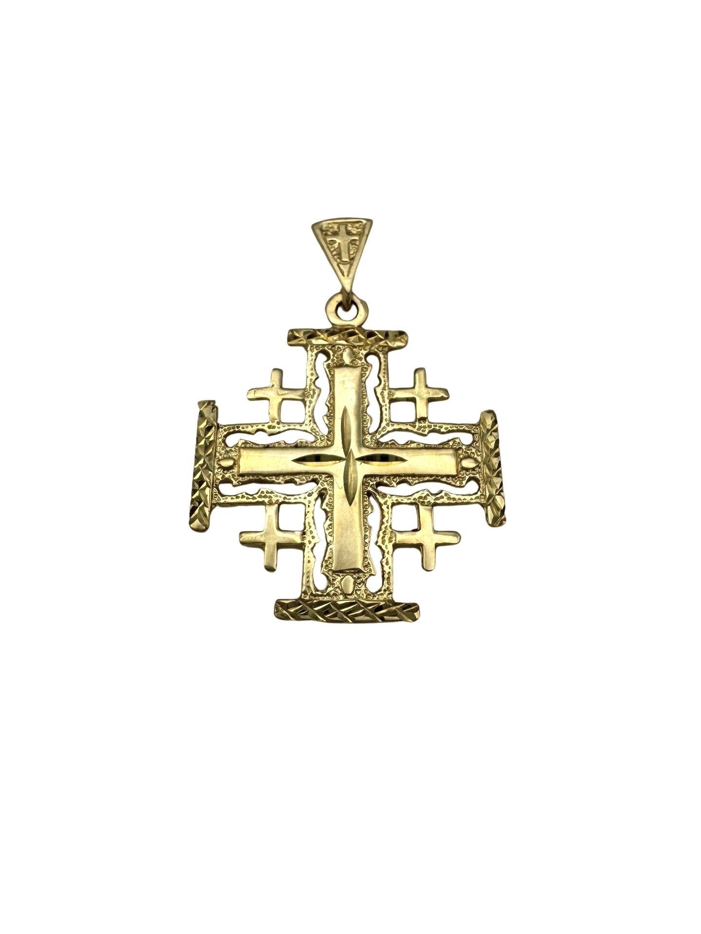 14K Gold Jerusalem Cross Pendant