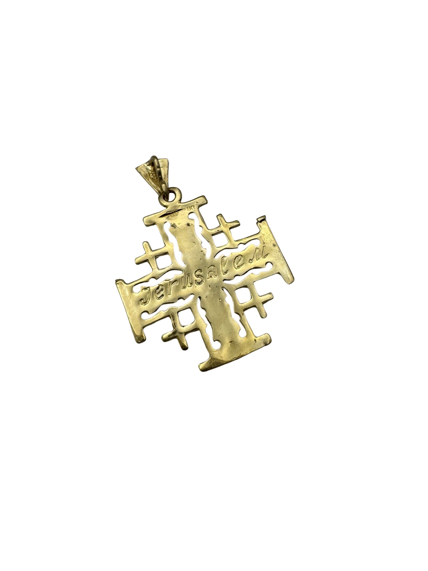 14K Gold Jerusalem Cross Pendant
