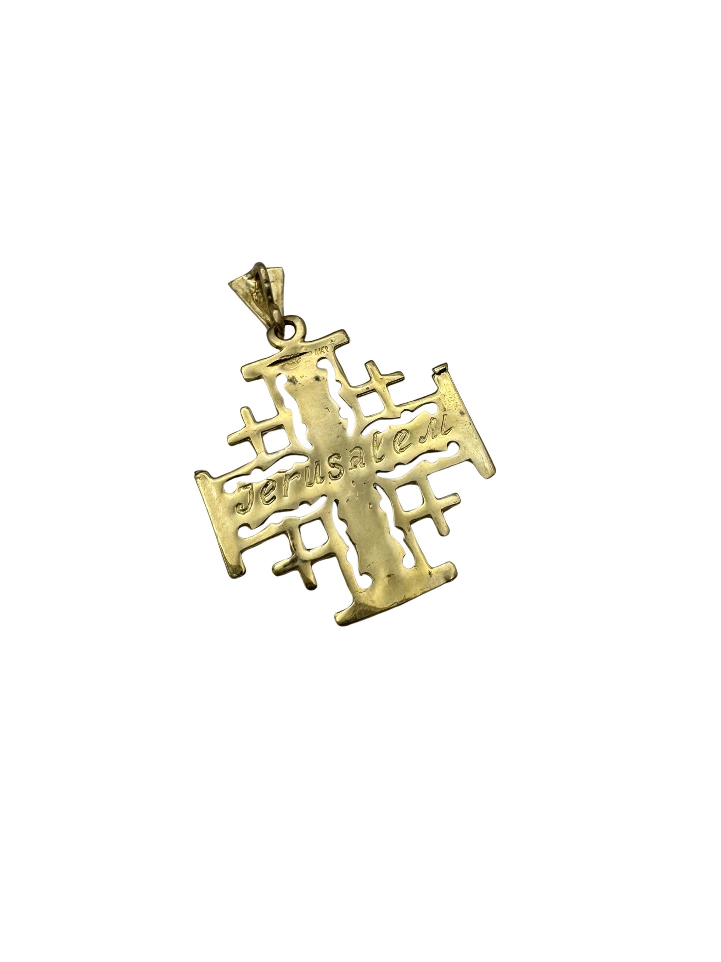 14K Gold Jerusalem Cross Pendant