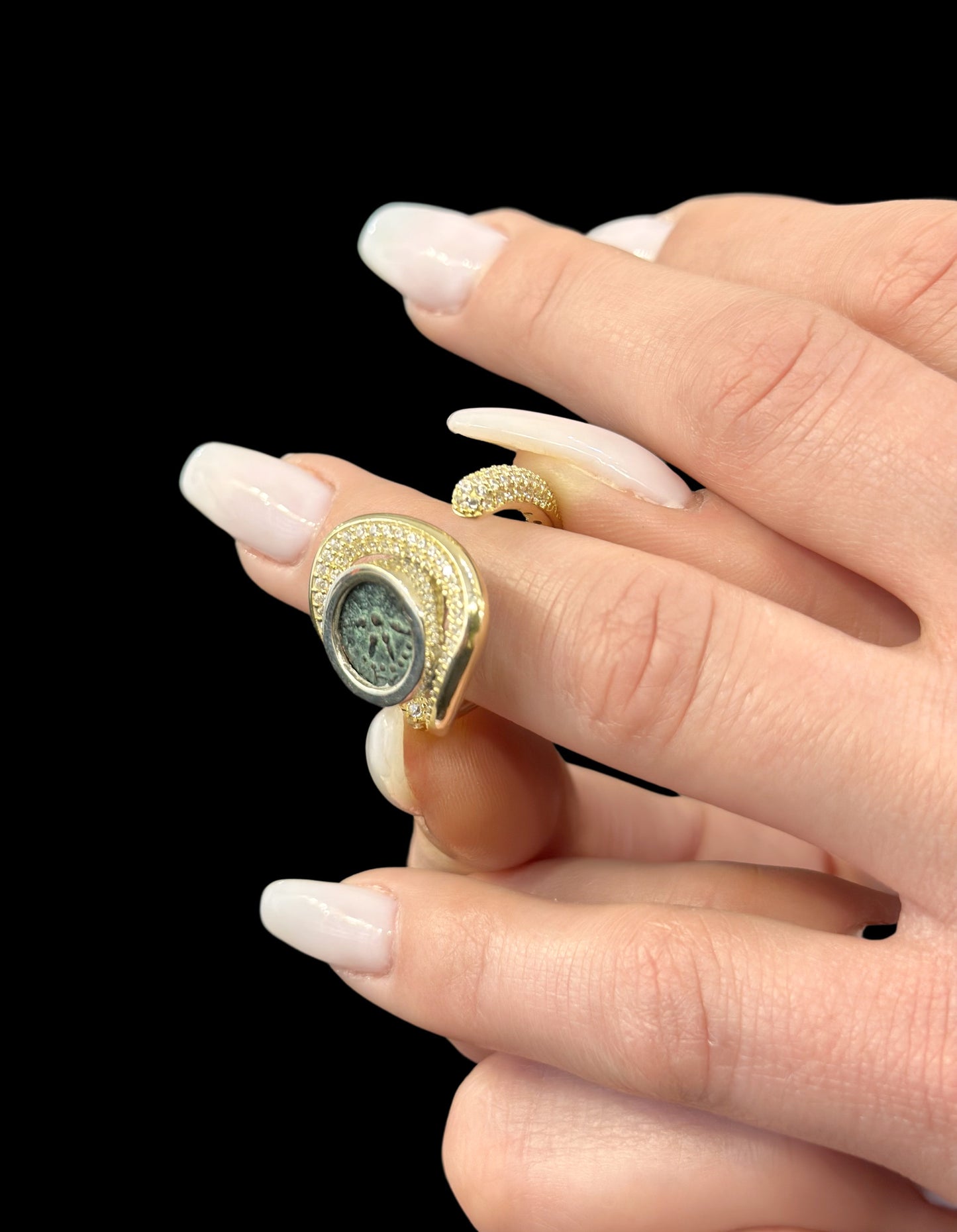 Ancient Widow’s Mite Jewish Maccabean Coin Set in 14k Gold Ring