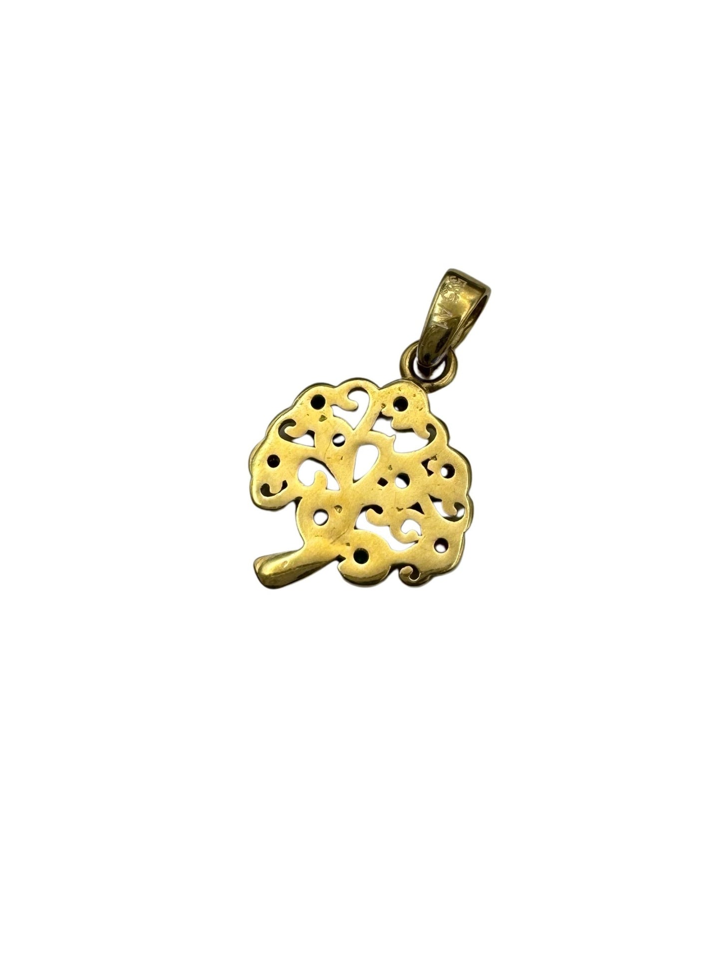 14K Gold Tree of Life Pendant with Crystals