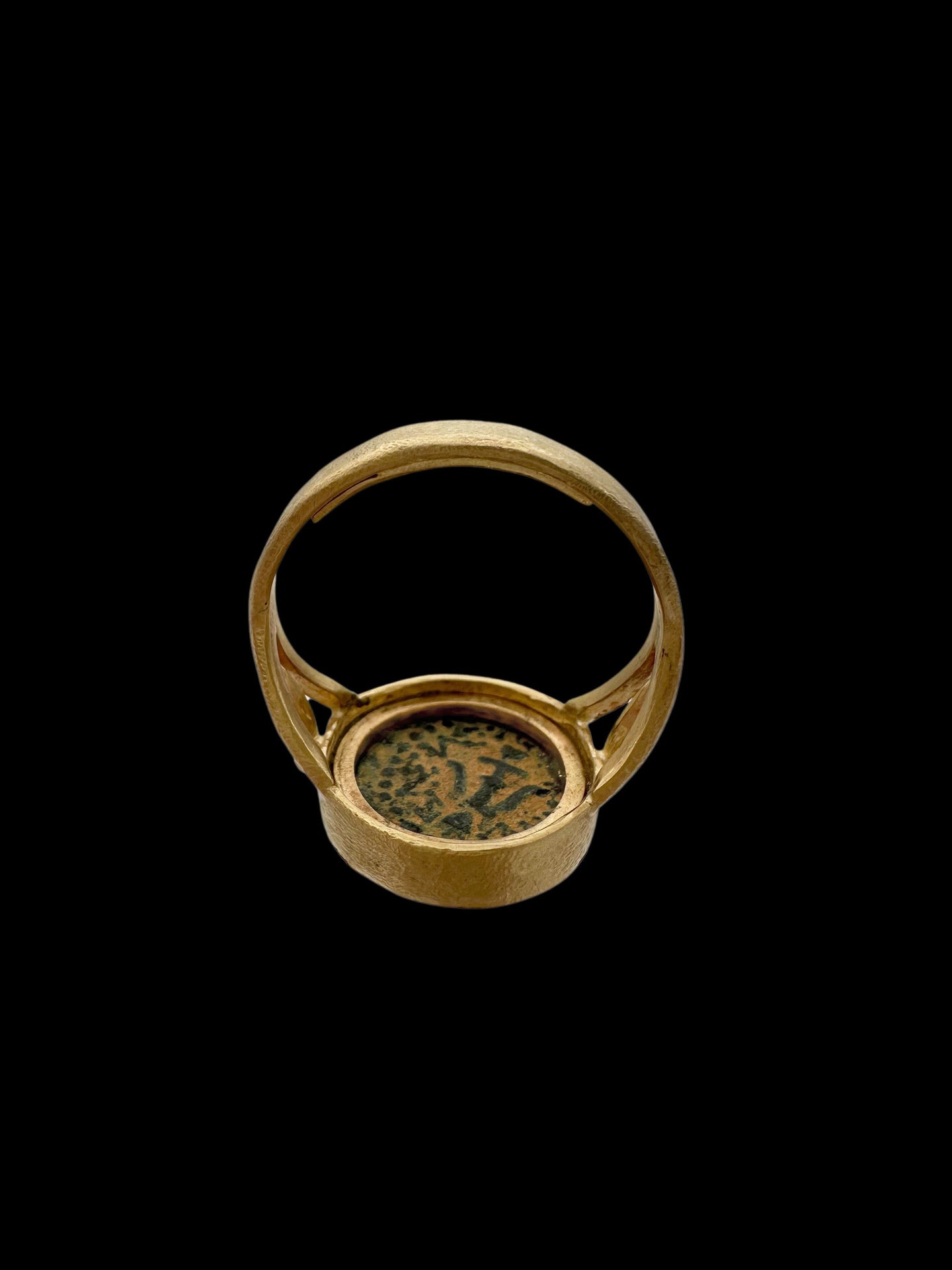 Ancient Widow’s Mite Jewish Maccabean Coin Set in 14k Gold & Natural Diamonds Ring