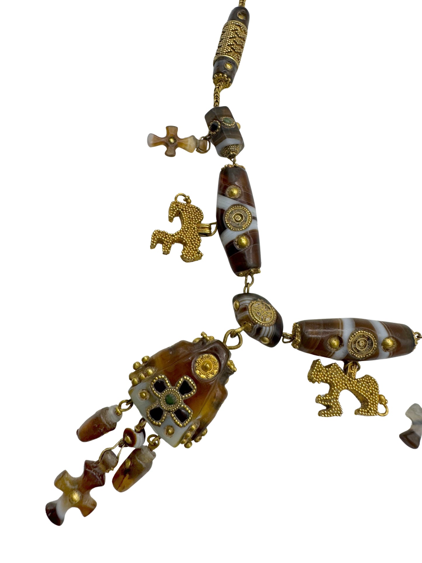Royal 12th‑Century Crusader Gold & Agate “Lion of Jerusalem” Necklace