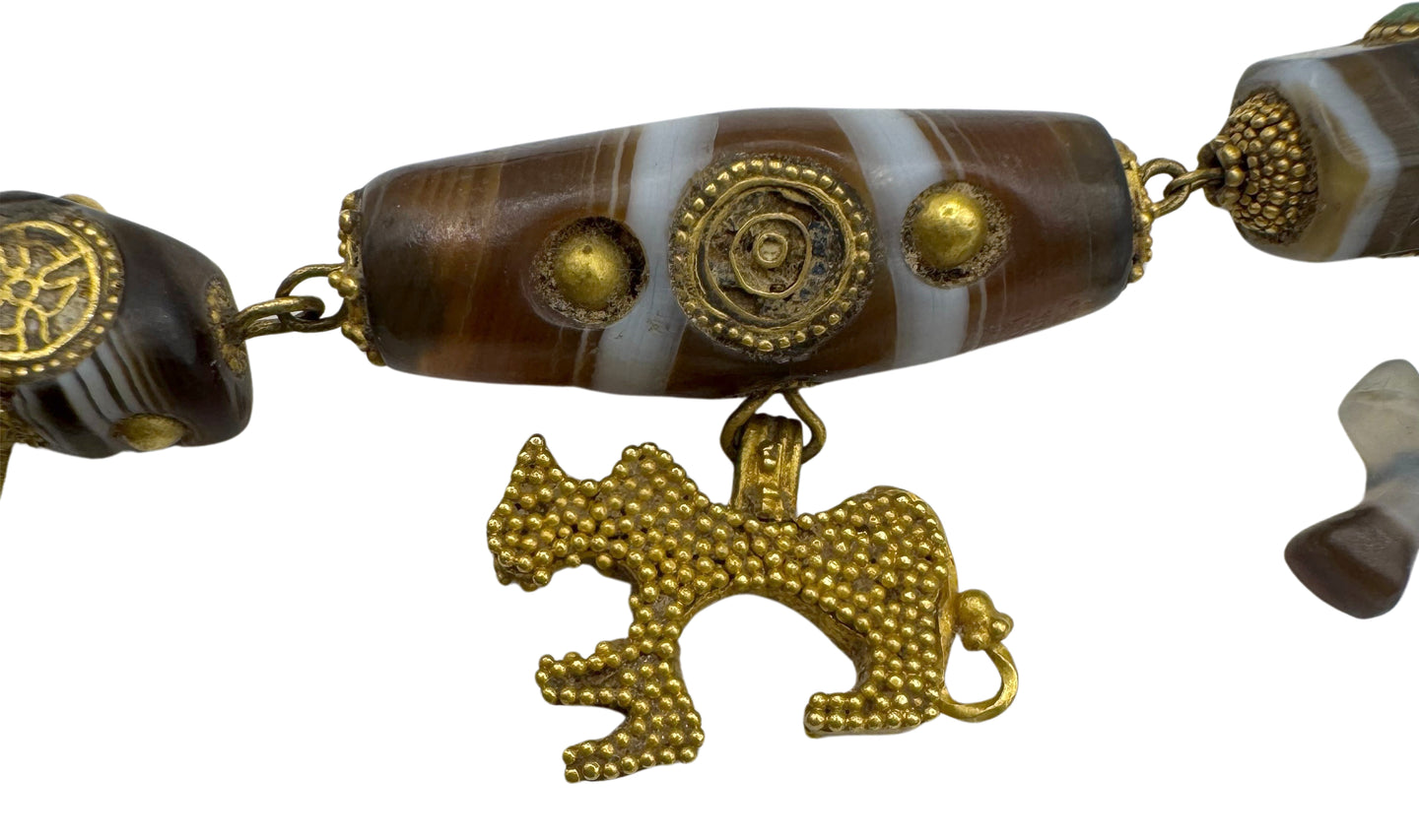 Royal 12th‑Century Crusader Gold & Agate “Lion of Jerusalem” Necklace