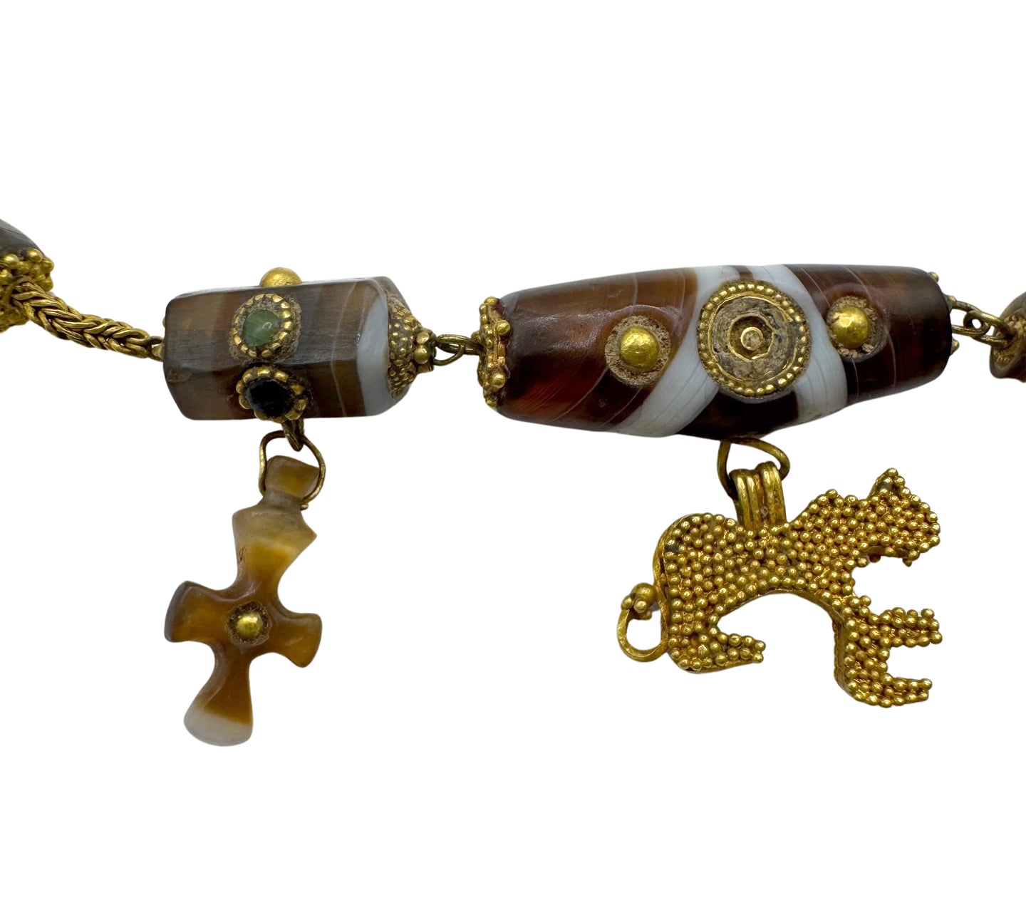 Royal 12th‑Century Crusader Gold & Agate “Lion of Jerusalem” Necklace