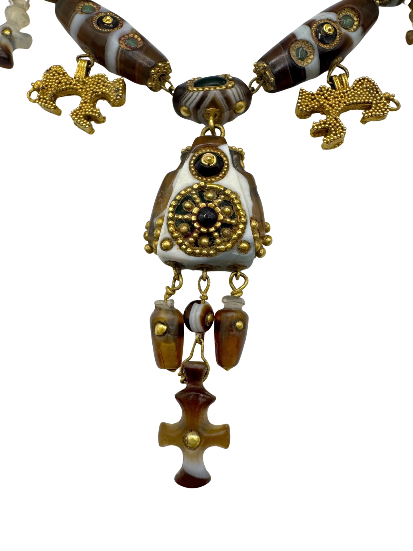 Royal 12th‑Century Crusader Gold & Agate “Lion of Jerusalem” Necklace