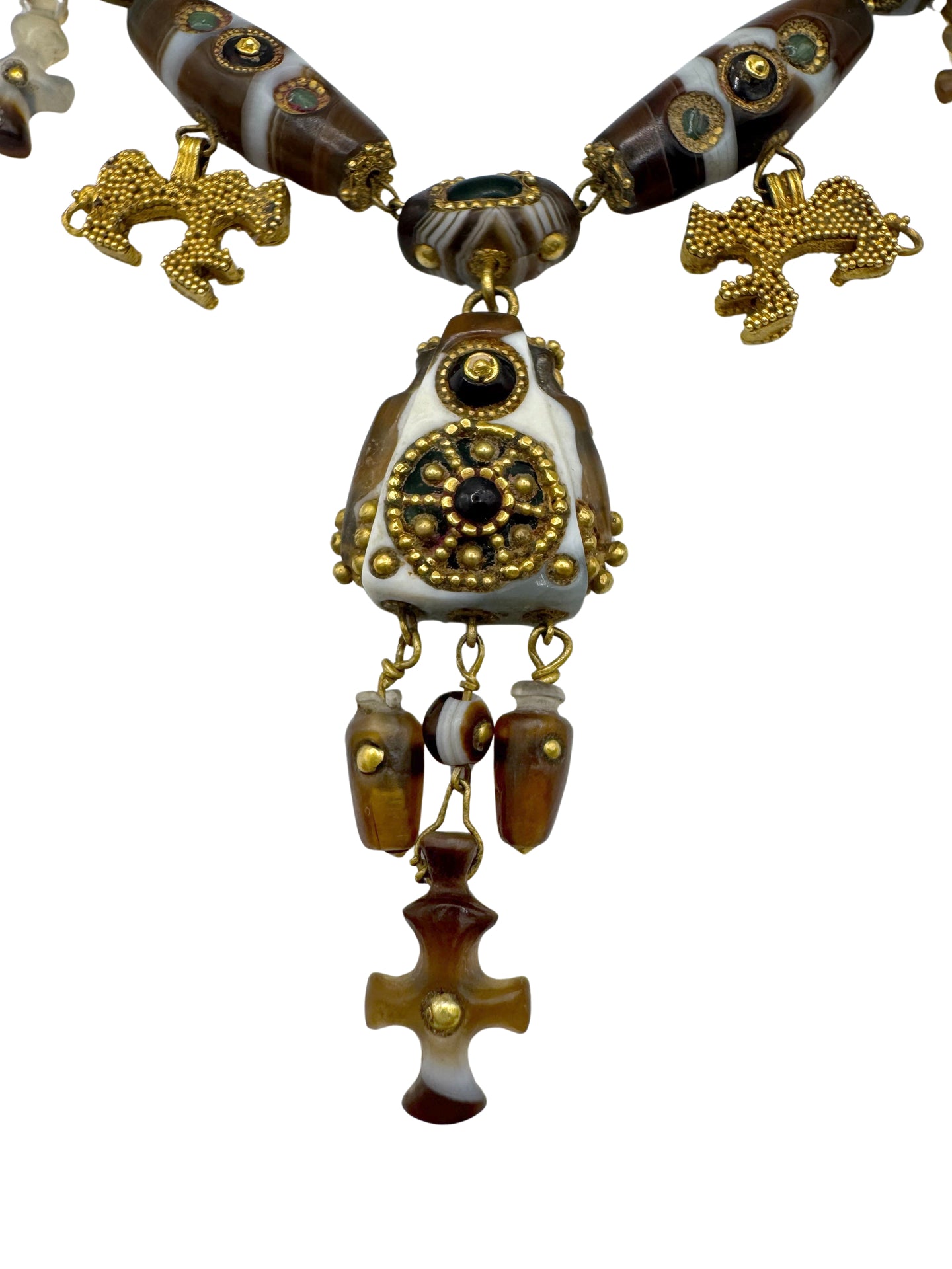 Royal 12th‑Century Crusader Gold & Agate “Lion of Jerusalem” Necklace