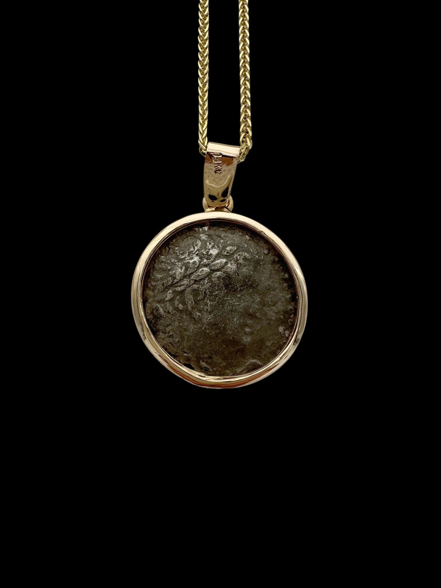 Ancient Tyrian Shekel Temple Tax Coin Set in 14K Gold Pendant
